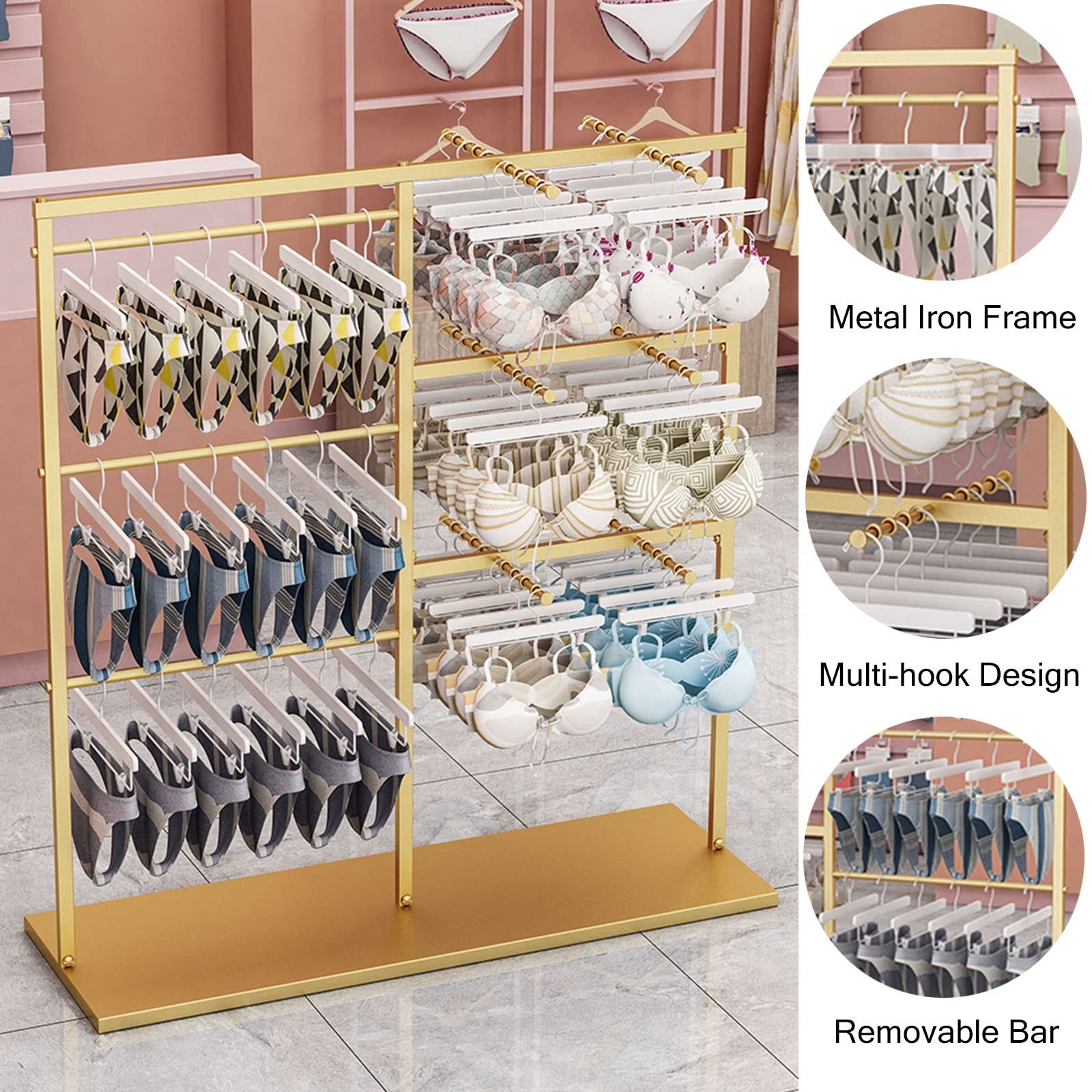 Amazon｜ハンガーラック ランジェリーストアディスプレイ用ゴールド