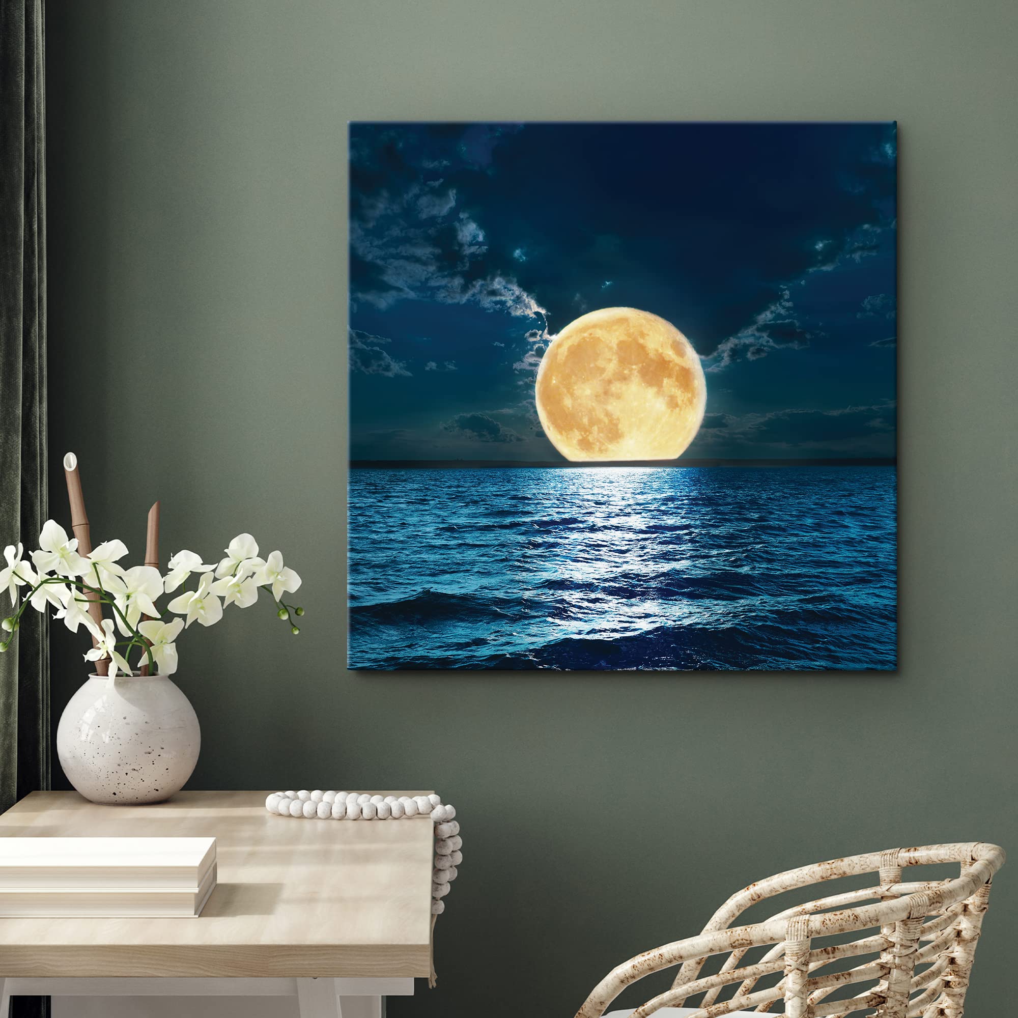 Amazon.com: SIGNWIN Canvas Print Wall Art Harvest Moon on Tropical
