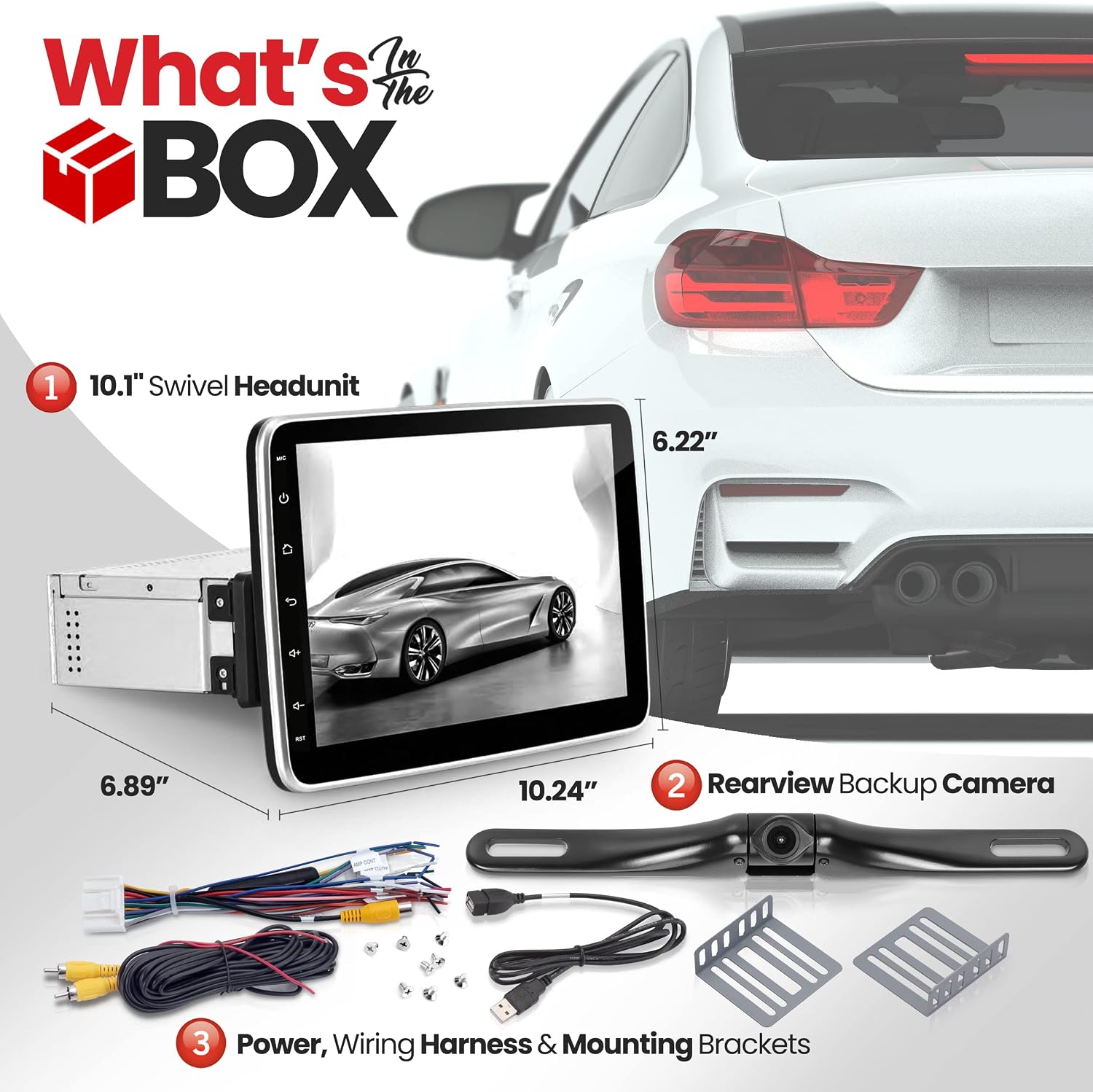 Pyle 10.1-Inch Single DIN Car Stereo - Bluetooth Indash Car Stereo Touch Screen Receiver Head Unit with Backup Camera, USB, AM FM Radio, Steering Wheel Control, Hands-Free Call, Phone Link - PL1SN104