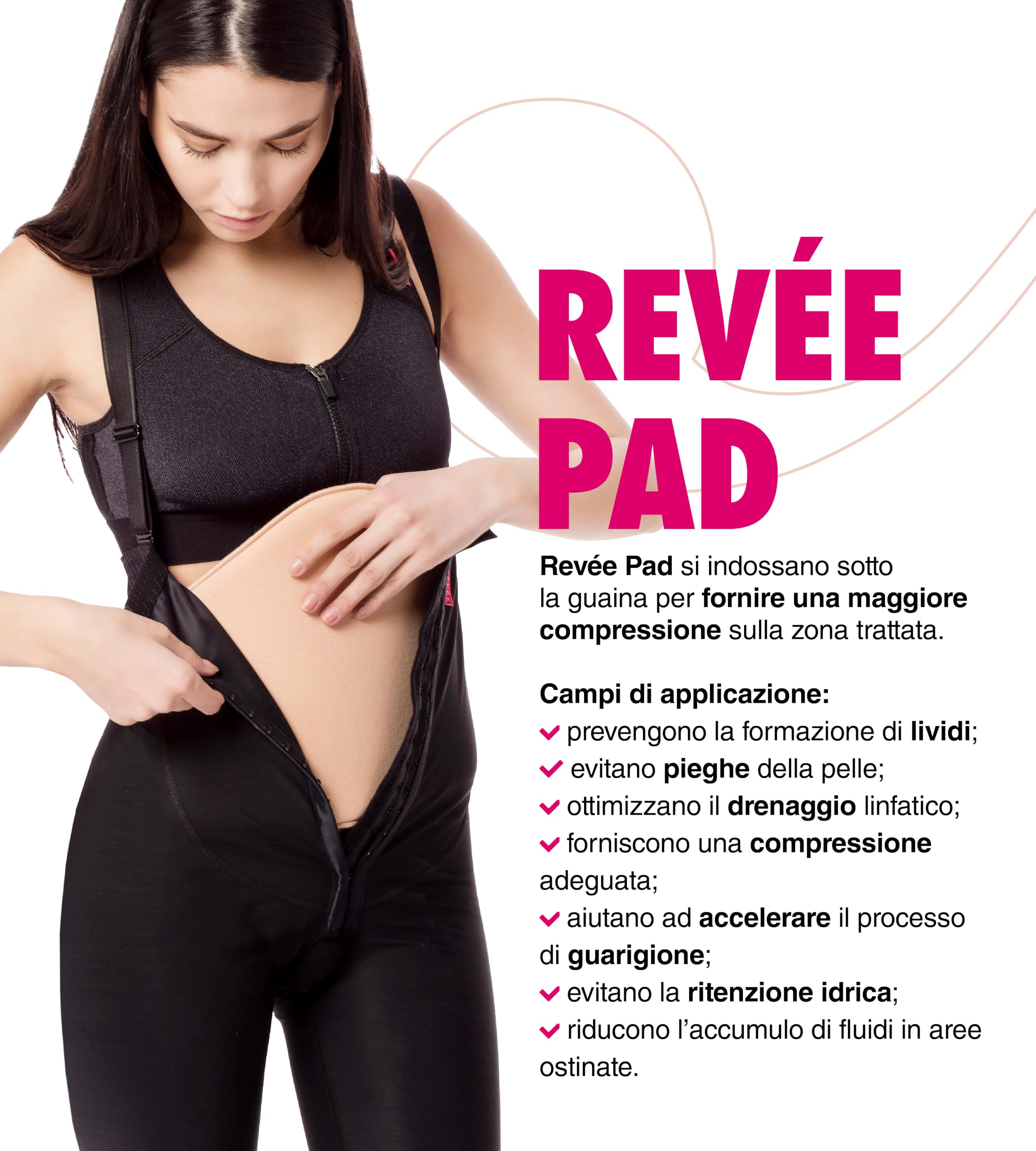 REVÉE Guaina Post-operatoria (sotto Seno/Ginocchia) | Contenitiva per Terapia Compressiva | Addominoplastica - Liposuzione Fianchi, Natiche, Cosce, Ginocchia | Guaina Snellente Modellante