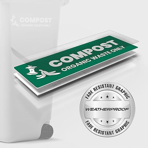 Miniatura 6 de Adhesivo de compost, etiqueta para contenedores de residuos orgánicos, resistente, clasificación para exteriores, ultra duradera y resistente a la