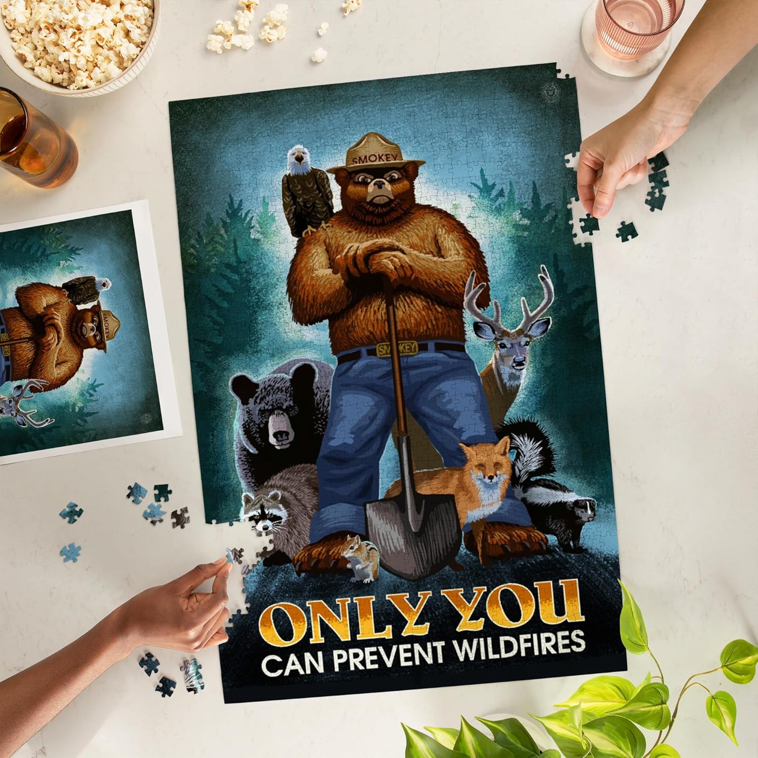 Lantern Press Smokey Bear, Only You Can Prevent Wildfires 1000 Piece Jigsaw Puzzle for Adults, Made in USA with Reference Poster