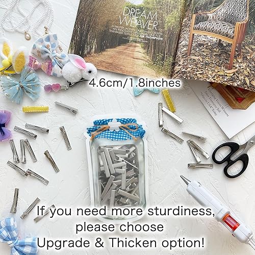 Miniatura 10 de HiJeaton 60 pinzas para el pelo de cocodrilo para lazos para el cabello, (2.36 pulgadas) a granel, clip de metal de cocodrilo, clips de peluquería