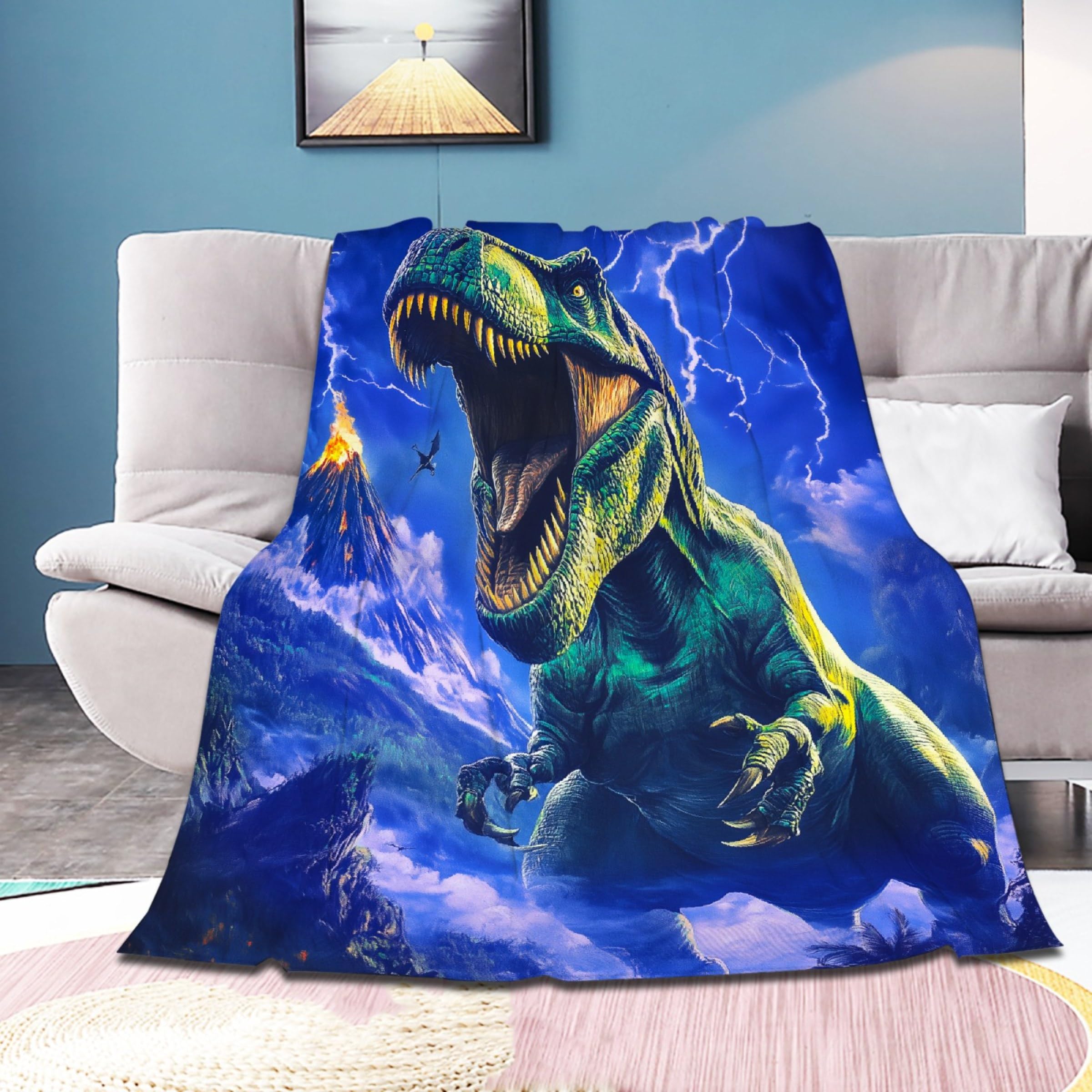Dinosaurs T-rex Blanket Gift for Boy Girl,Dinosaurs Plush Blanket Decor