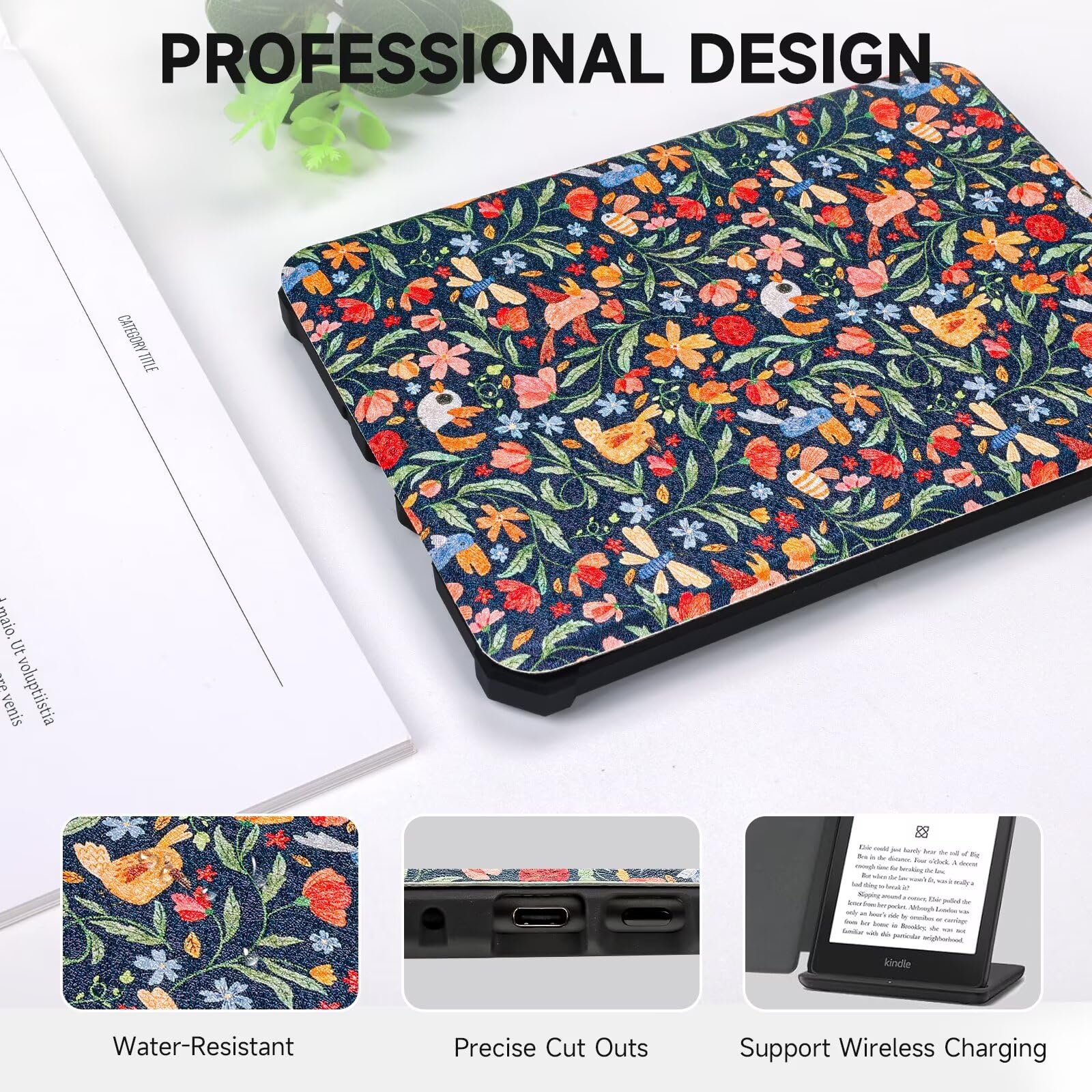 Fancity Custodia per Kindle Paperwhite 6" con Cinghia da Polso e Accensione/Spegnimento Automatico per 1/2/3 (2012-2016)