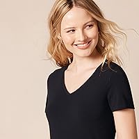 Vista 4 de Tienda Essentials Women's Regular-Fit Short-Sleeve T-Shirt (Crewneck and V-Neck Options), Multipacks