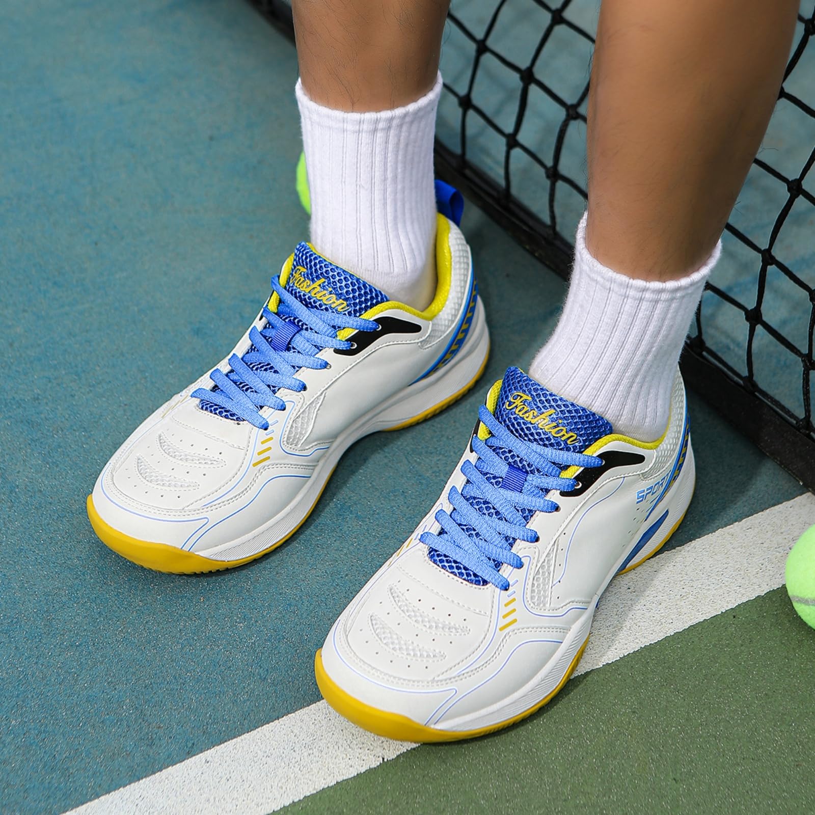 JiuQing Męskie buty do badmintona lekkie oddychające antypoślizgowe sportowe buty do tenisa pickleballa i innych sportów rakietowych