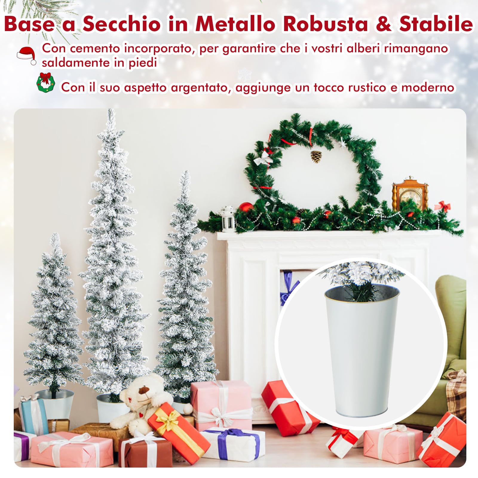COSTWAY Set di 3 Alberi di Natale Artificiali da 90 CM + 120 CM + 150 CM