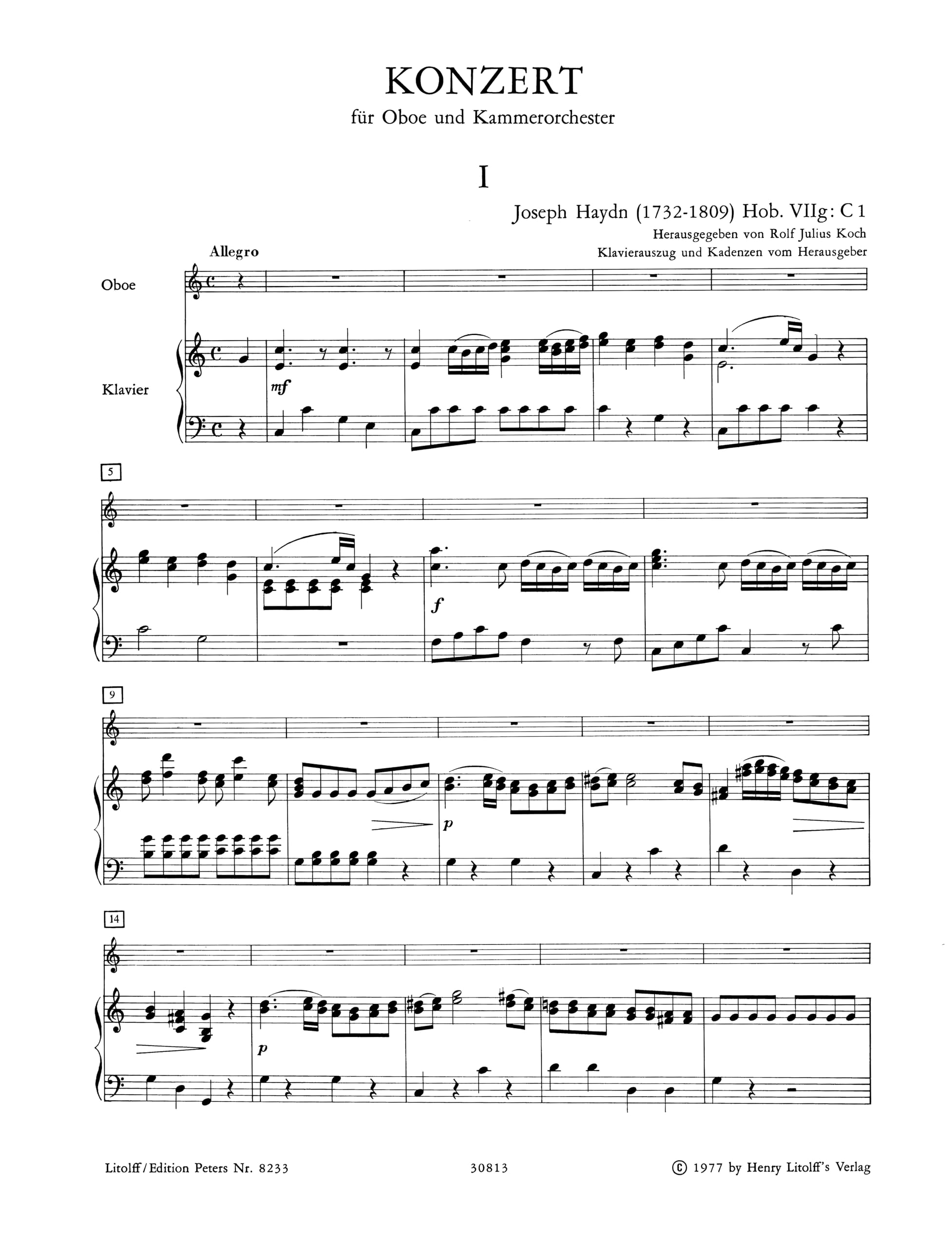 Konzert für Oboe und Orchester C-Dur Hob. VIIg:C1
