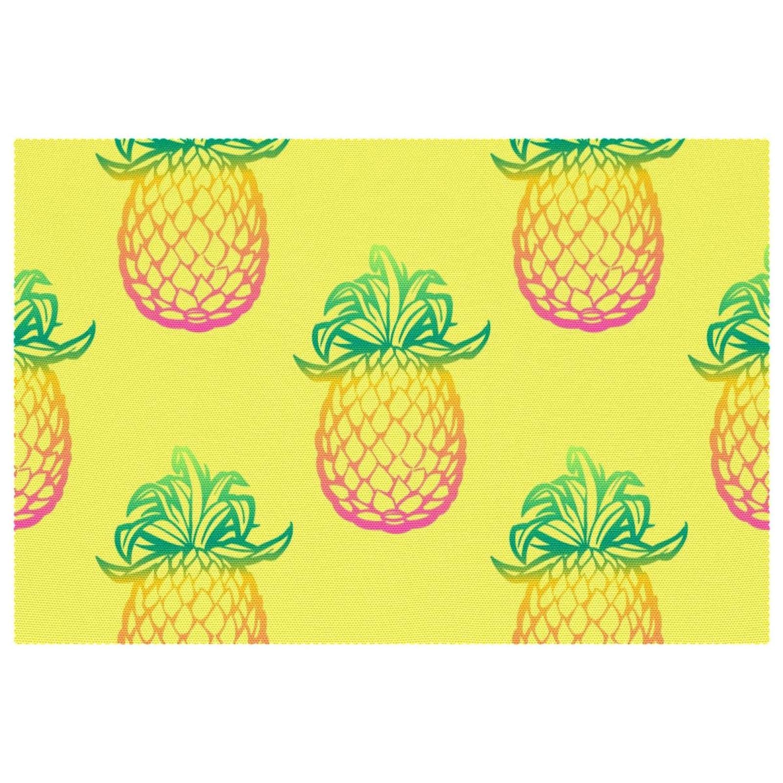 Sets de table en tissu Oxford motif ananas jaune lot de 4 pièces lavables