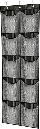 DiClavus Malla grande que ahorra espacio, 10 bolsillos adicionales, organizador de zapatos sobre la puerta, zapatos de almacenamiento de armario,