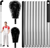 Flizubat 13FT Gutter Cleaning Tool - Extendable Roof Gutter Brush with 2 Nylon Brushes, No Ladder Needed for Safe Ground Cleaning