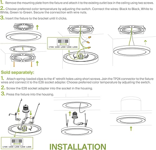 Miniatura 9 de ASD Lámpara LED de techo redonda de 12 pulgadas, iluminación de superficie de perfil bajo  5CCT, regulable, ultrafina, certificación ETL  24W 1900LM