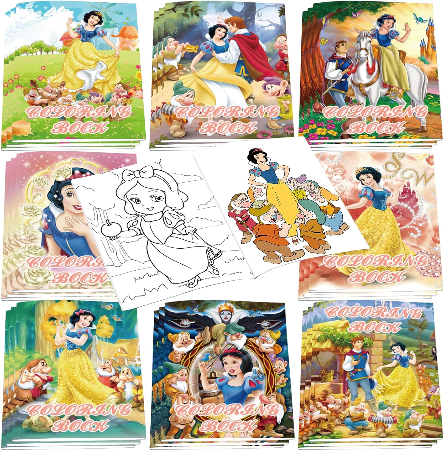 24PCS Snow White Coloring Books Bulk for Kids Mini DIY