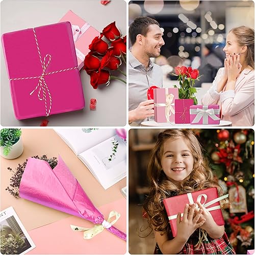 Miniatura 3 de 30 hojas de papel de seda rosa para bolsas de regalo, papel de seda rosa surtido a granel para decoración de bodas, cumpleaños, proyectos de
