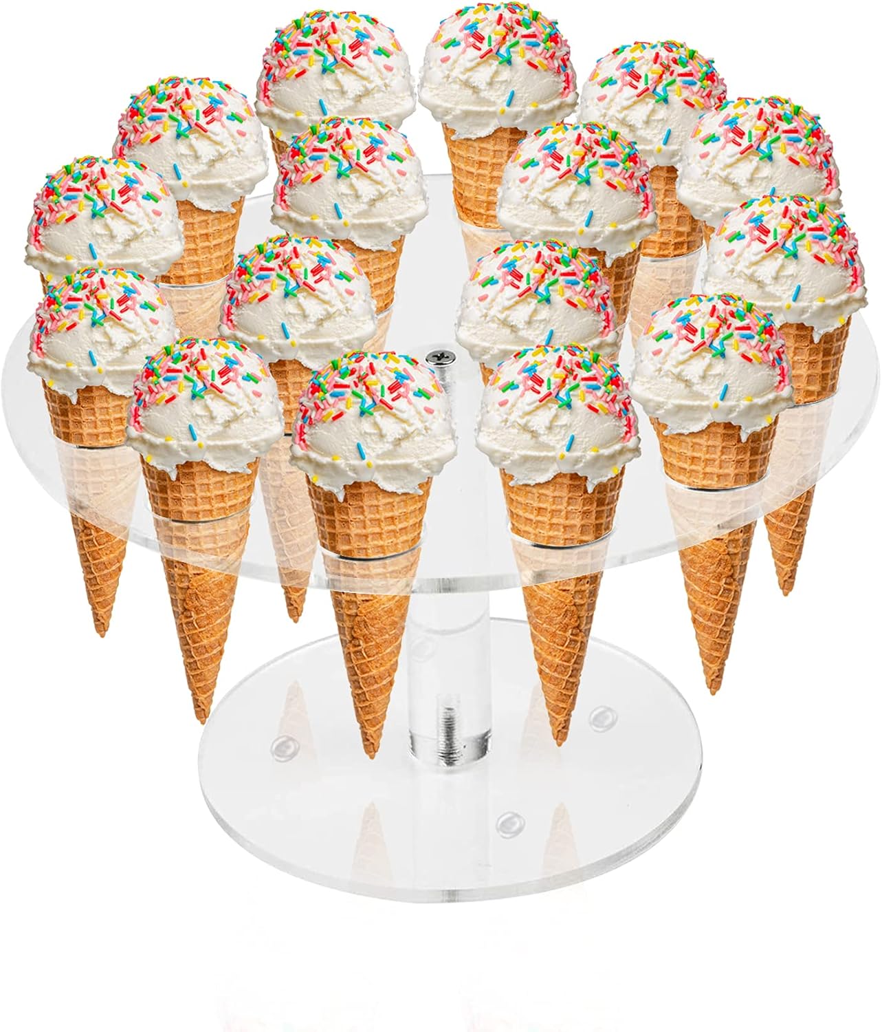 Buy Ice Cream Cone Holder, Clear 16 Holes Food Stand,Acrylic Waffle Cone Display Stand,Hand Roll