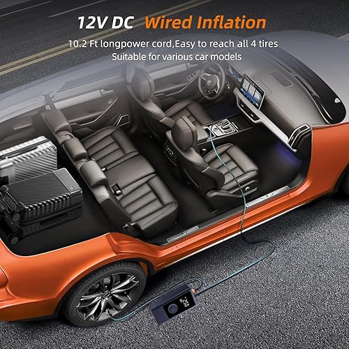 Miniatura 8 de Inflador de neumáticos, compresor de aire portátil para pelota de automóvil y baloncesto para pelotas deportivas, bomba de aire automática para