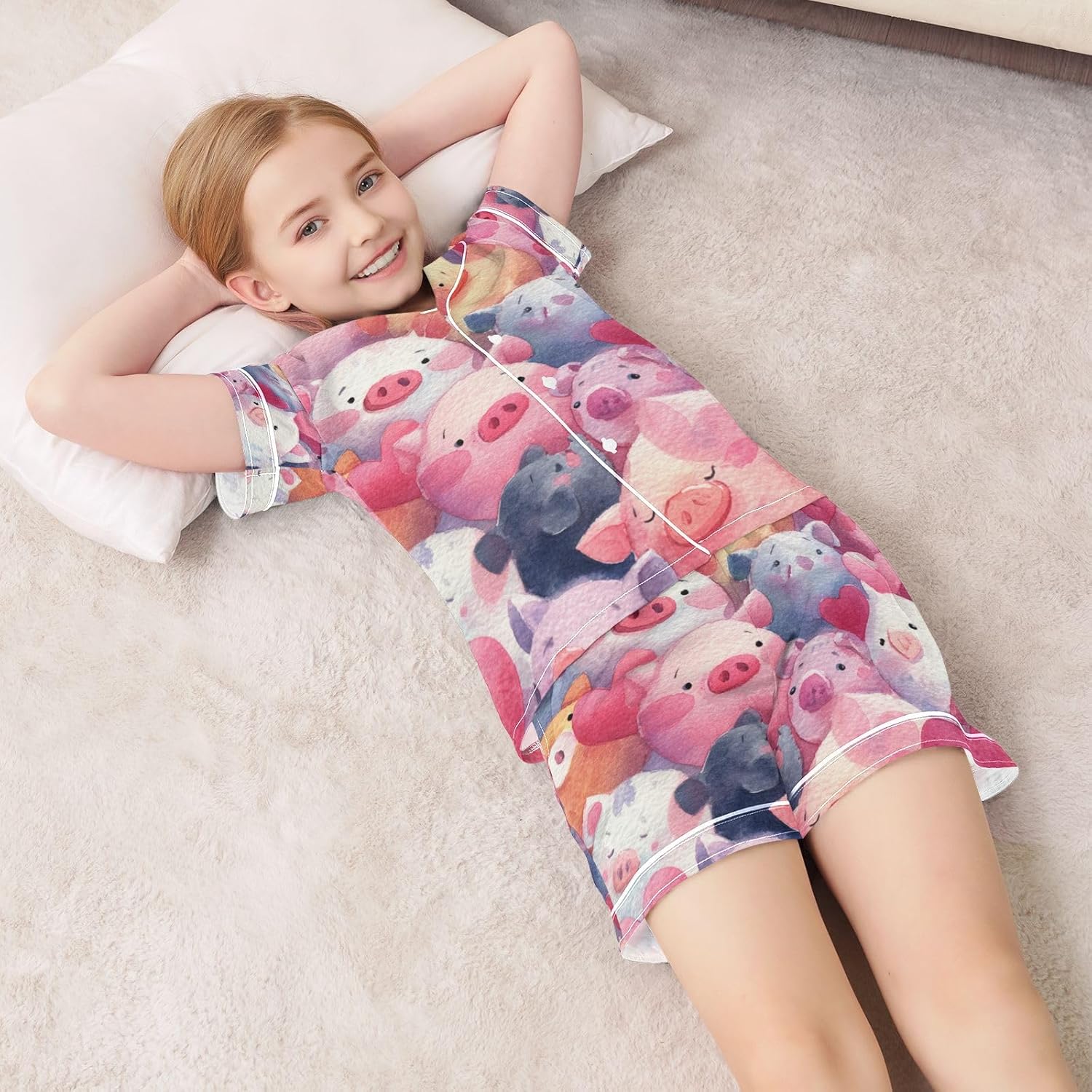 Silk Pajamas Sets Soft Satin 2 Piece Pjs Set Short Sleeve Sleepwear Nightwear