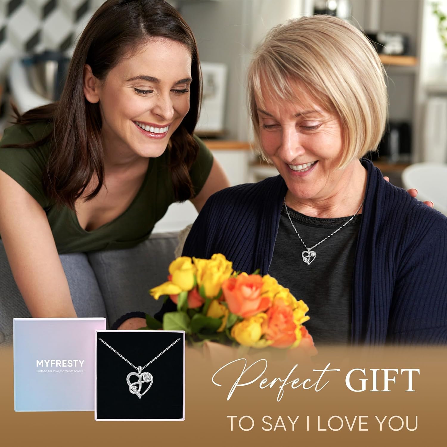 925 Sterling Silver Infinity Heart Necklace for Women/Mom/Daughter/Granddaughter/Grandma/Sister Dainty Heart Pendant Jewelry Gifts for Women Birthday Wedding Anniversary Mothers Day Valentines - Image 3