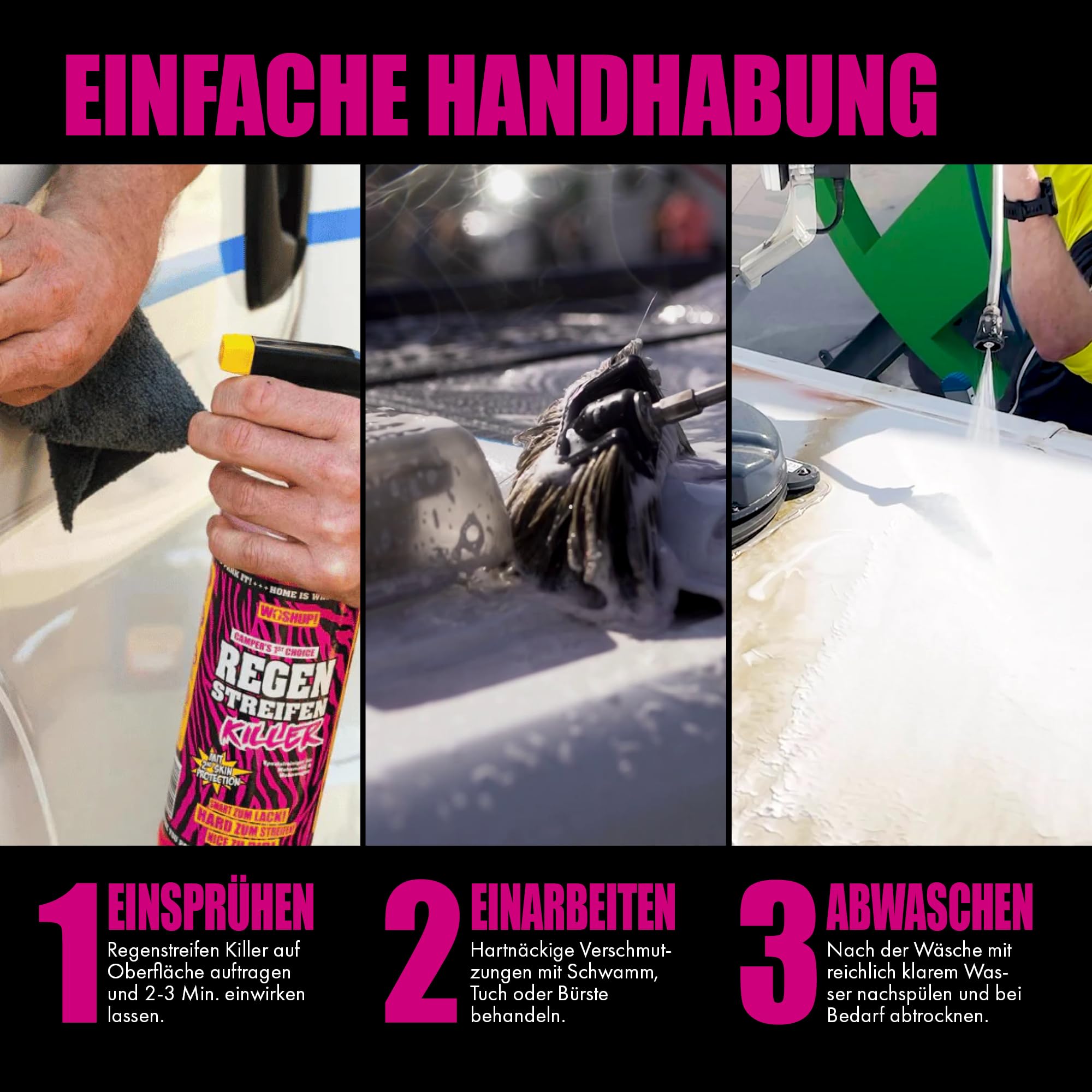 High Power Wohnwagen Reiniger Regenstreifen Killer Xtra Skin Schutzfilm 1000 ml Regenstreifenentferner für Wohnwagen, Wohnmobil, Boot, Anti Regenstreifen (1 Liter)