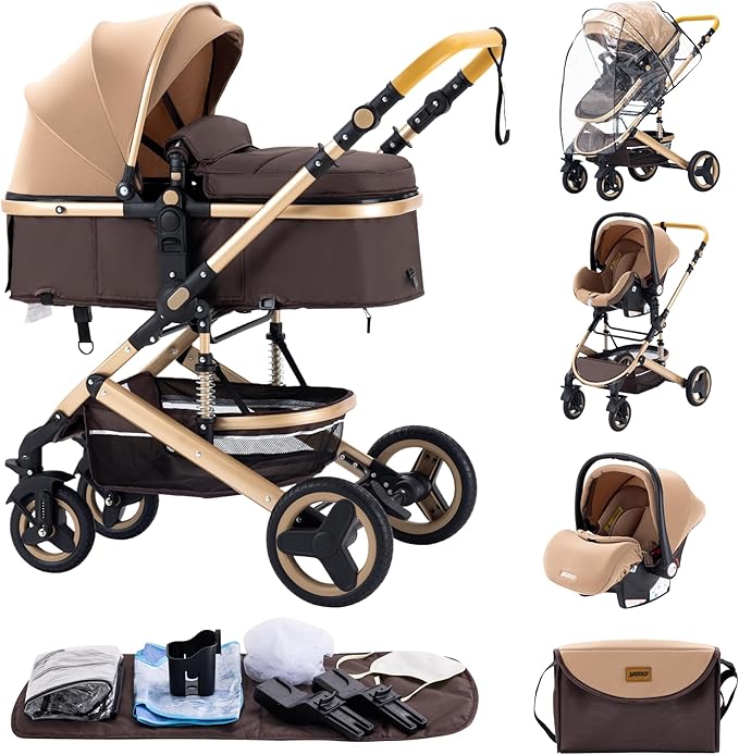 trio passeggino neonati in offerta 3 in 1，pieghevole trio，Con la borsa mamma trio passeggino neonati，Pneumatici in gomma，25kg