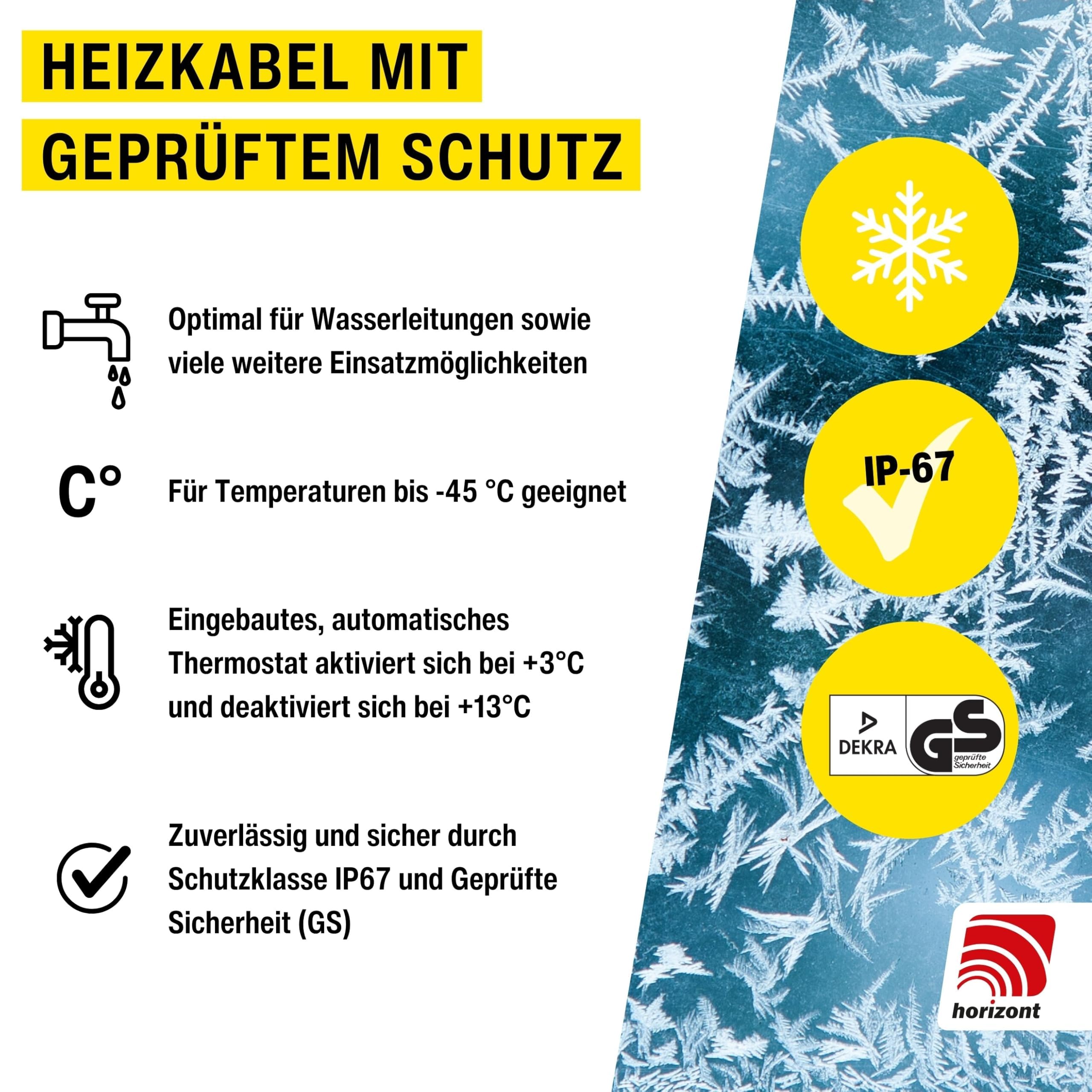 Kabel grzewczy z termostatem 1-48 m wodoszczelny elektryczny grzejnik do wodociągów
