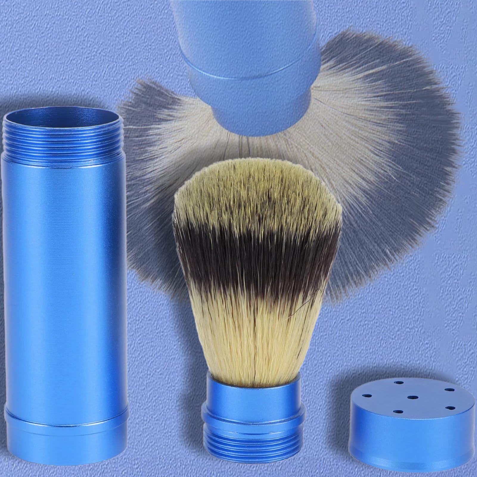 Pennello da Barba Professionale Blu, Setole di Alta qualità per Schiuma Ricca, Maniglia Ergonomica 6.1 Pollici, Pennello da Rasatura Portatile per Uomo, Ideale per Viaggi e Regalo