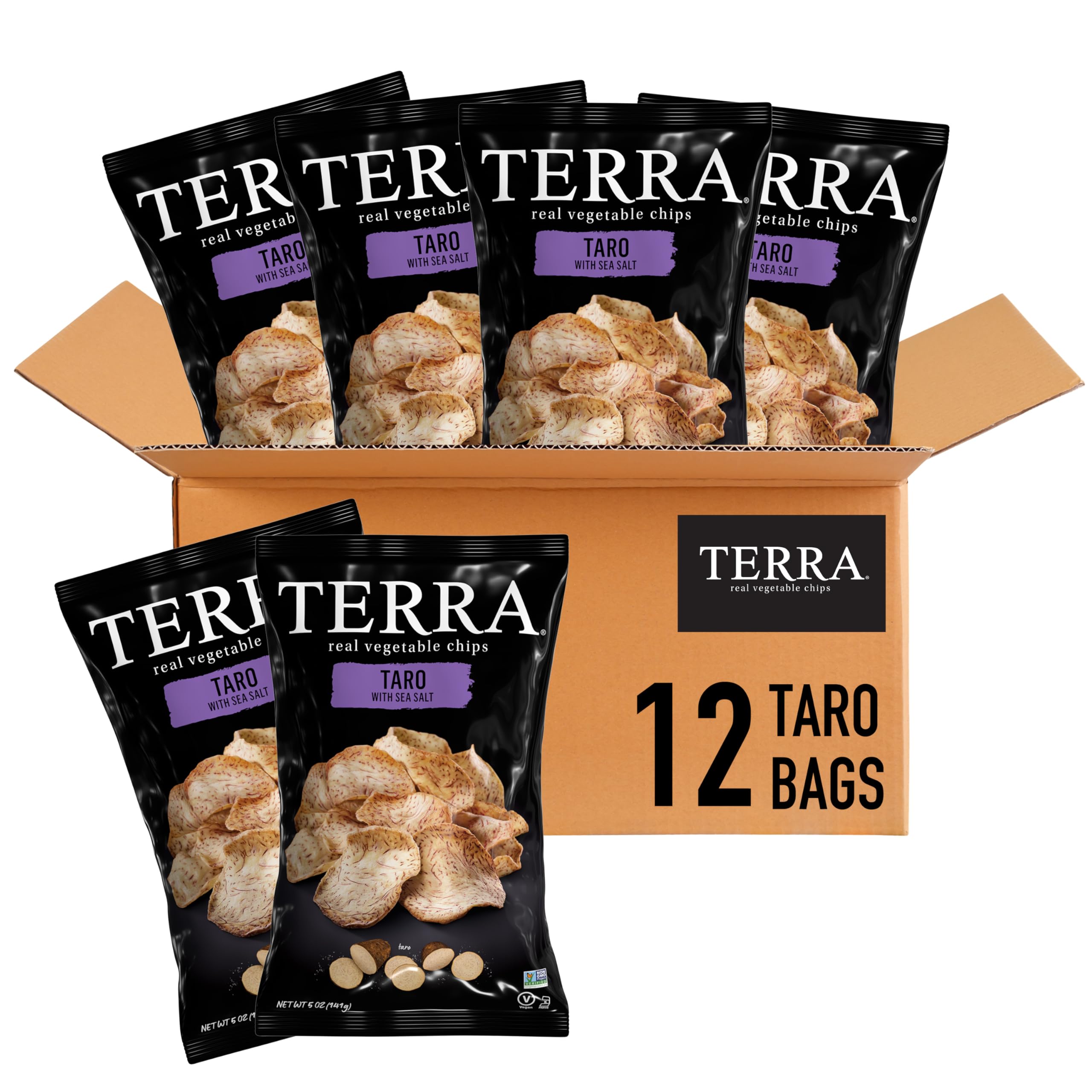 Terra Vegetable Chips, Taro Chips with Sea Salt, 5 Oz (Pack of 12)