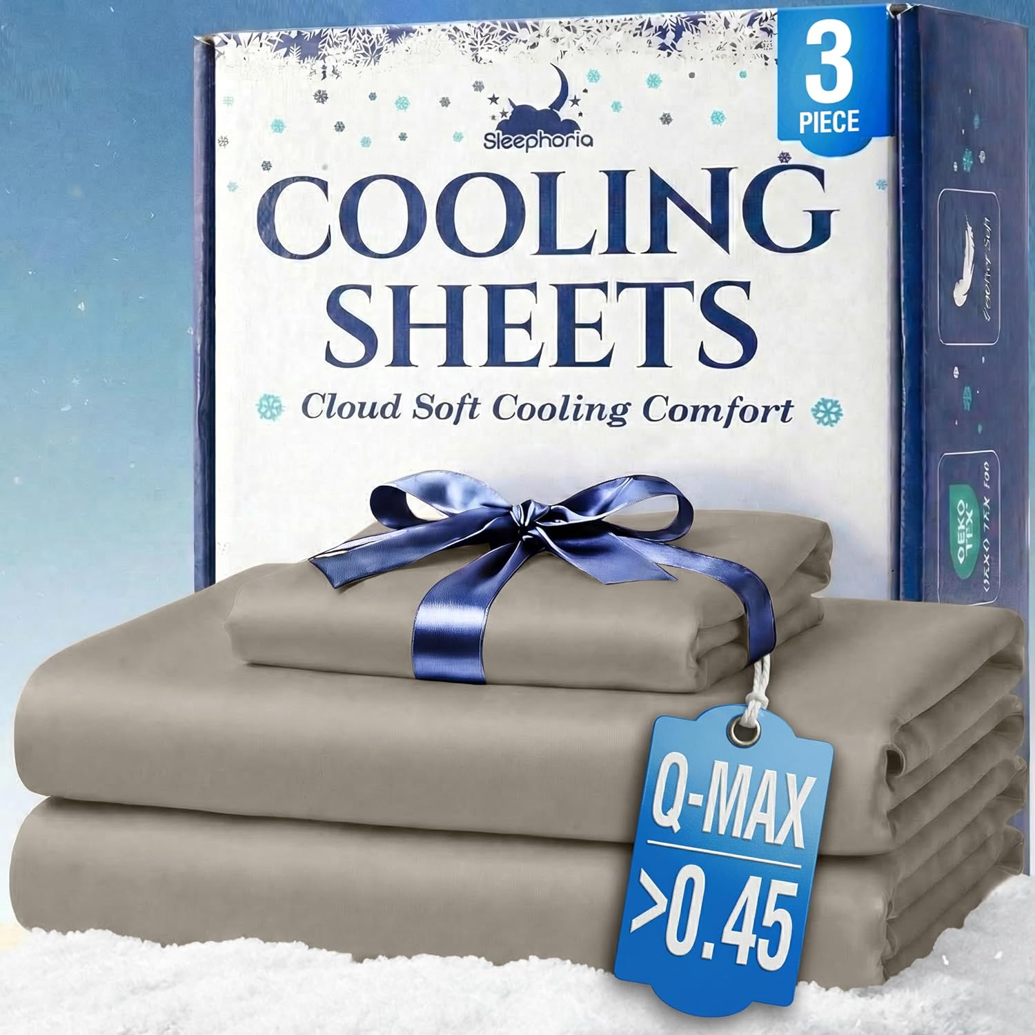 Cooling Sheets - BreezeWeave 3 PC Twin Size Cooling Bed Sheets for Hot Sleepers & Deep, Cool Rest - Cloud Soft, Silky Smooth, 16 in Deep Pocket, Ultra Durable (Beige)
