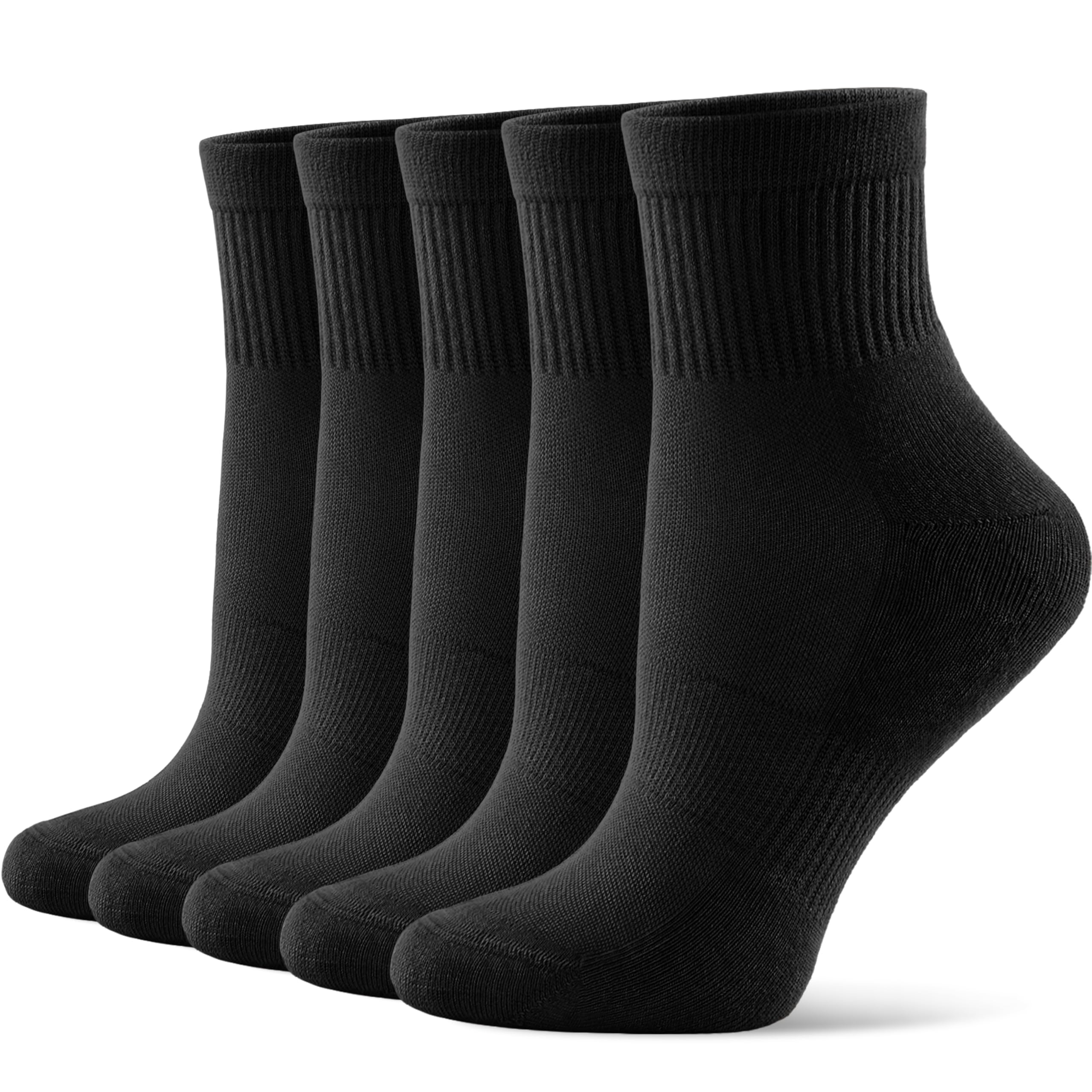 Photo 1 of CS CELERSPORT 5 Pairs Mini Crew Ankle Socks Cushioned Running Casual Socks for Women and Men,Black,Medium