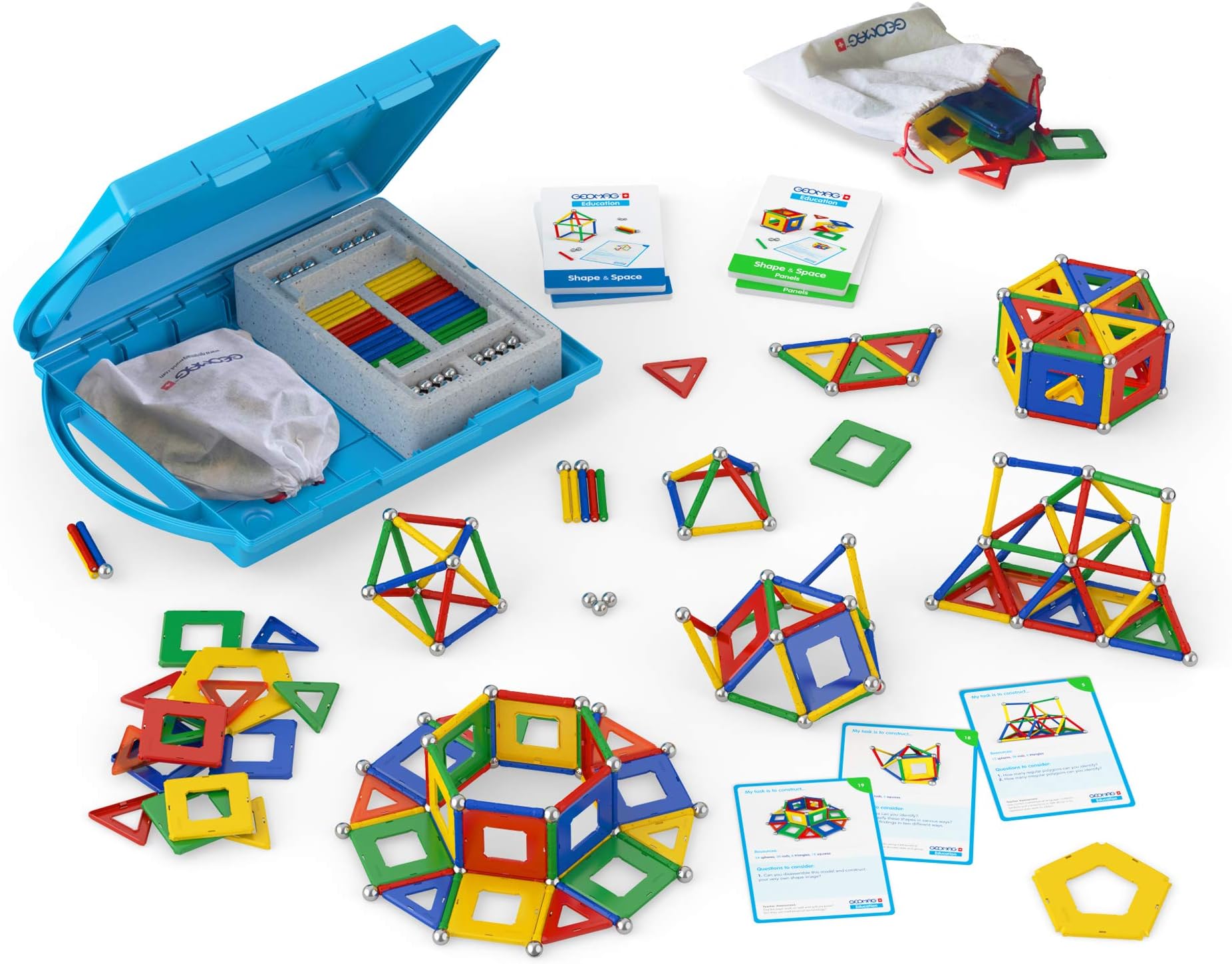 Geomag Education 224 - Shape and Space Panels - Magnetic Rods Toy - 324-Piece Box