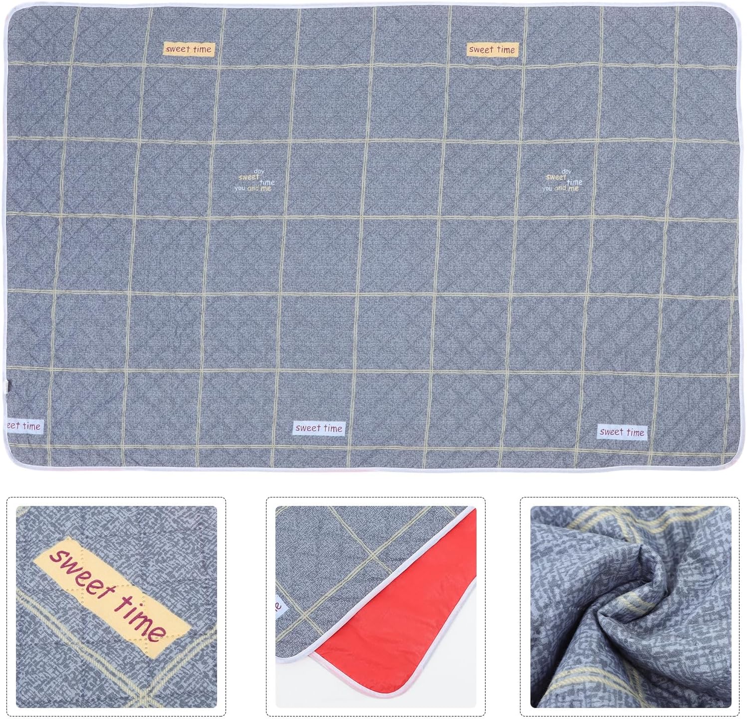 Reusable Incontinence Bed Pad for Adults, Washable Mattress Protector Pad with Quilted Cotton Layer, 100x150cm Grey Waterproof Underpad for Elderly Patients and Bedwetting Care