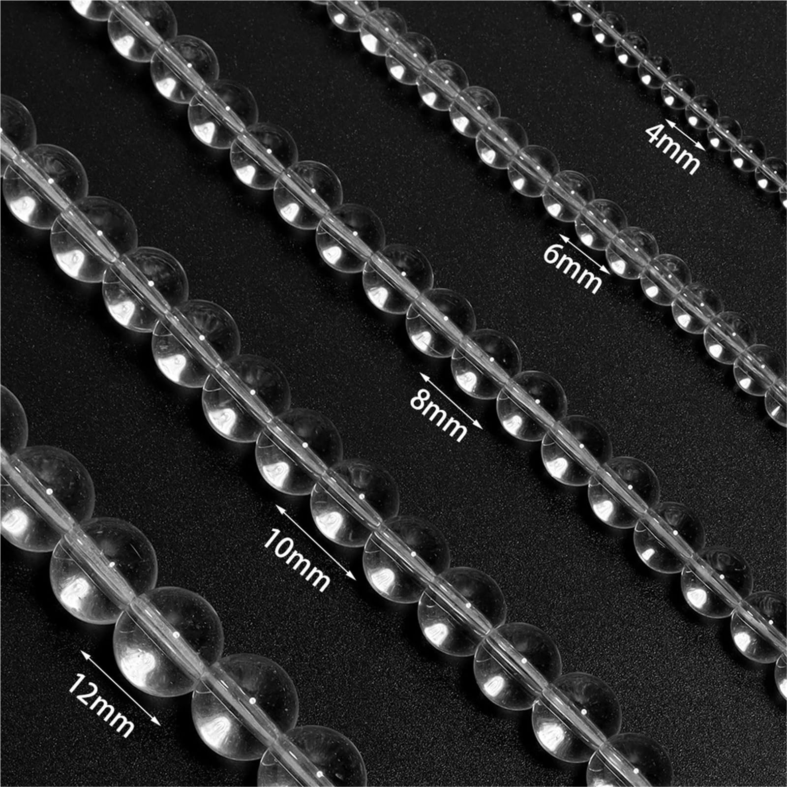 Cuentas de vidrio transparente 4/6/8/10/12mm, cuentas sueltas redondas blancas claras for fabricación joyería, suministros for pulseras y collares DIY Para Bricolaje(12mm approx 100pcs)