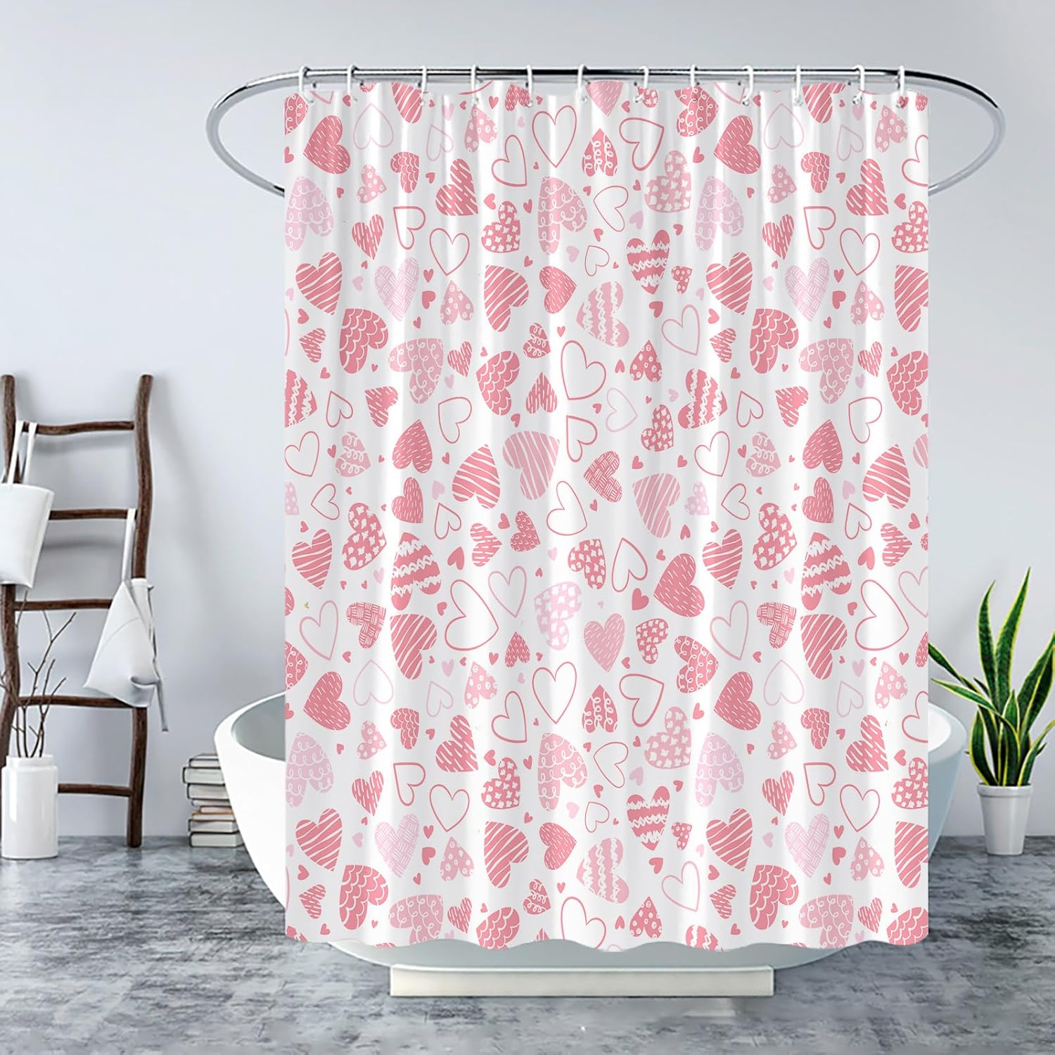 Valentine's Day Shower Curtain Pink Heart Romantic Love