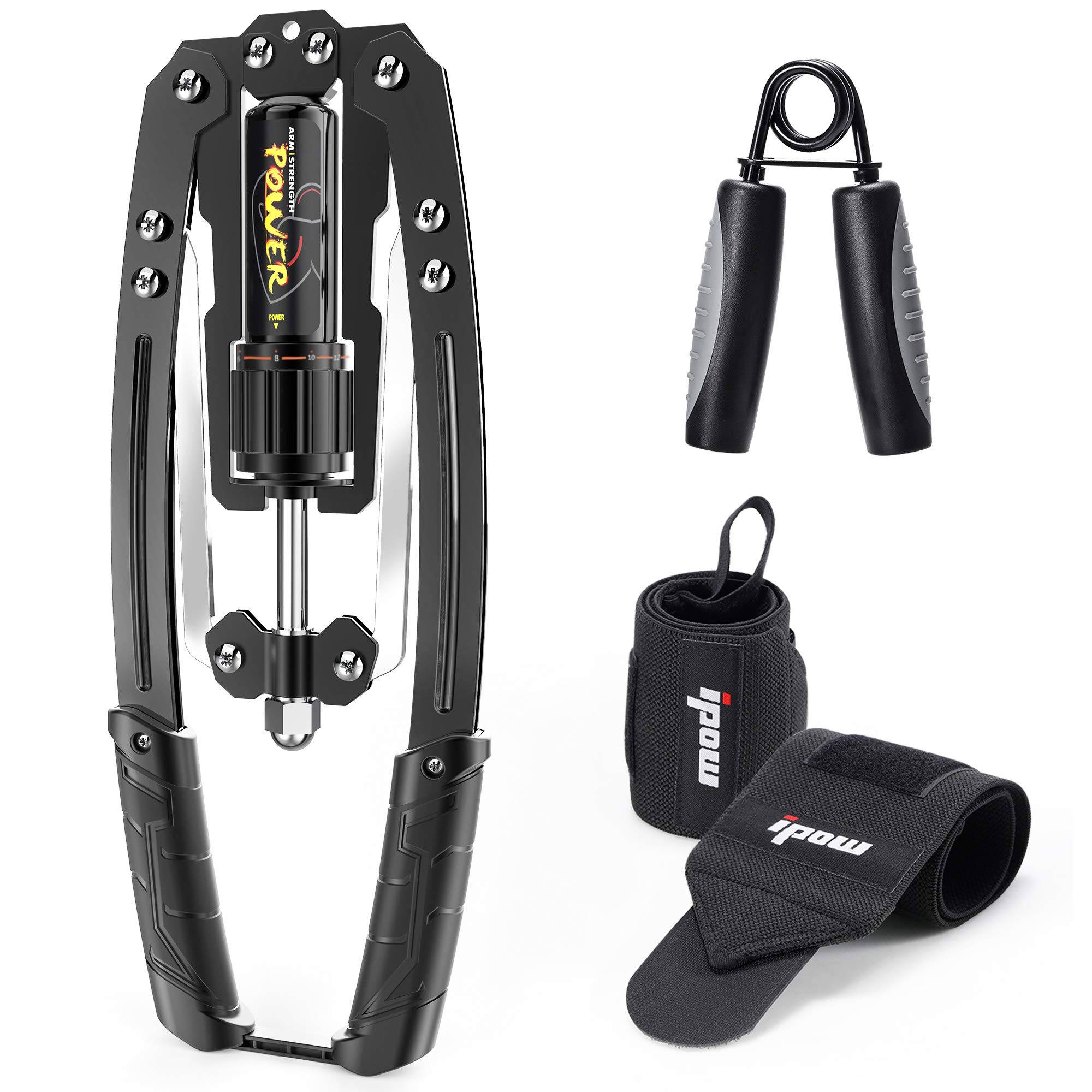 IPOW 22-440lbs Adjustable Resistance Hydraulic Power Twister Arm Exerciser Chest Expander Portable Gym Fitness Equipment Men Women Home Office Travel, Upper Body Workout Build Muscle Strength Training