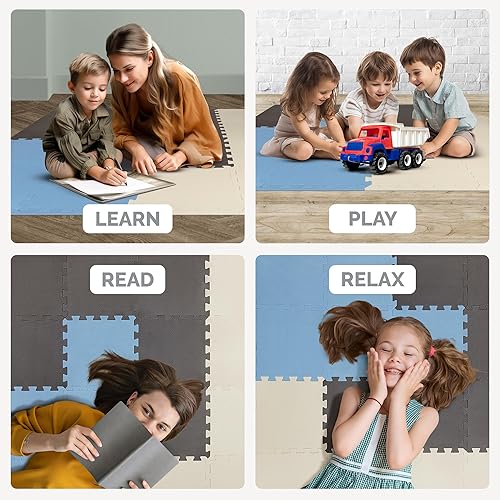 Vista 31 de ToyVelt - Tapete infantil de espuma, alfombra de juego entrelazado con colores, alfabeto, ABC; rompecabezas grande de azulejos educativos de espuma