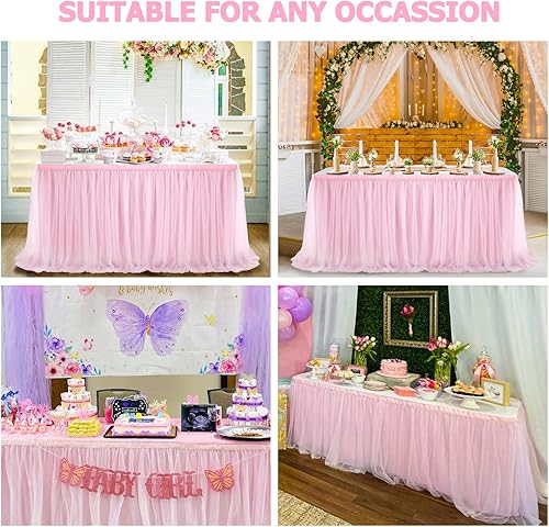 Miniatura 10 de Faldas de mesa negras para mesas rectangulares de 6 pies, funda de elastano para mesas de 6 pies, mantel elástico, lavable, resistente a