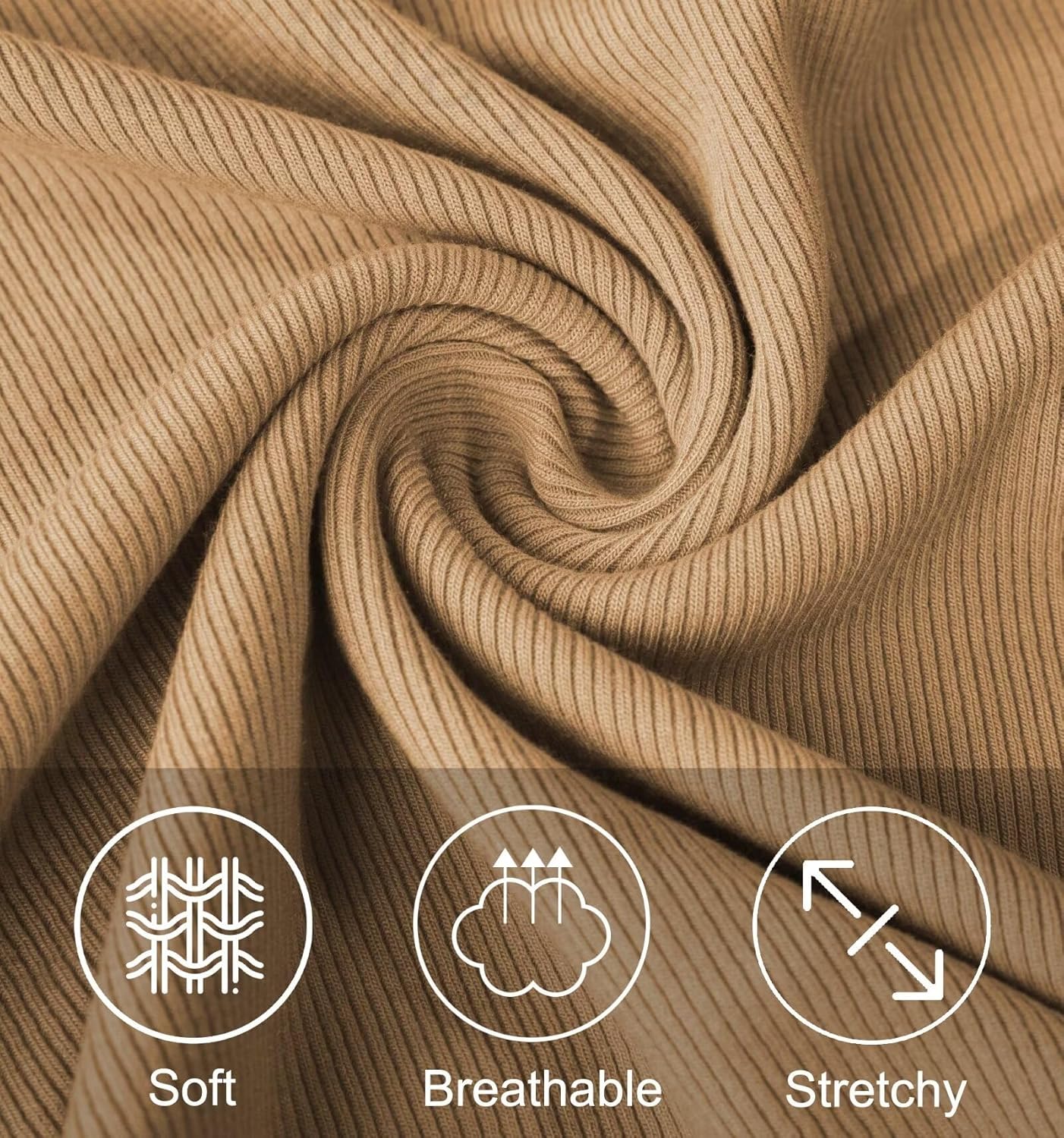 Womens Boat Neck Tops Long Sleeve, Basic Tee Shirt Ribbed Slim Fitted Casual Office T-Shirt - Image 4