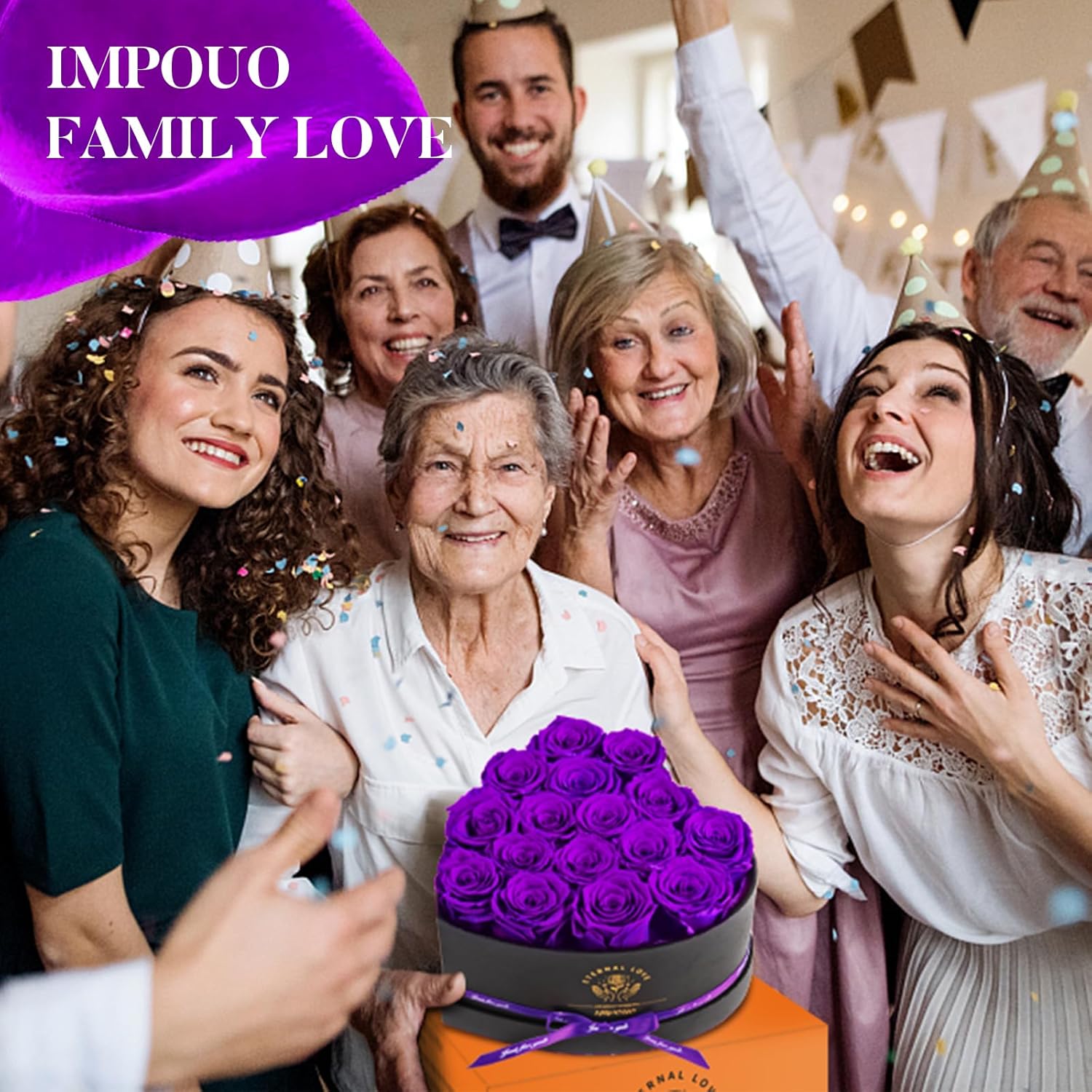 16 Preserved Flower Delivery Prime, Fresh Forever Roses In a Box, Birthday Gifts for Women, Mother's Day, and Valentine's Day-Purple+Blue Rose