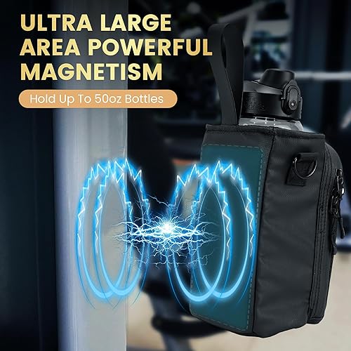 Miniatura 2 de Balency Bolsa magnética de gimnasio para hombres, bolsa magnética para botella de agua, soporte para botella de agua con bolsillos para teléfono,