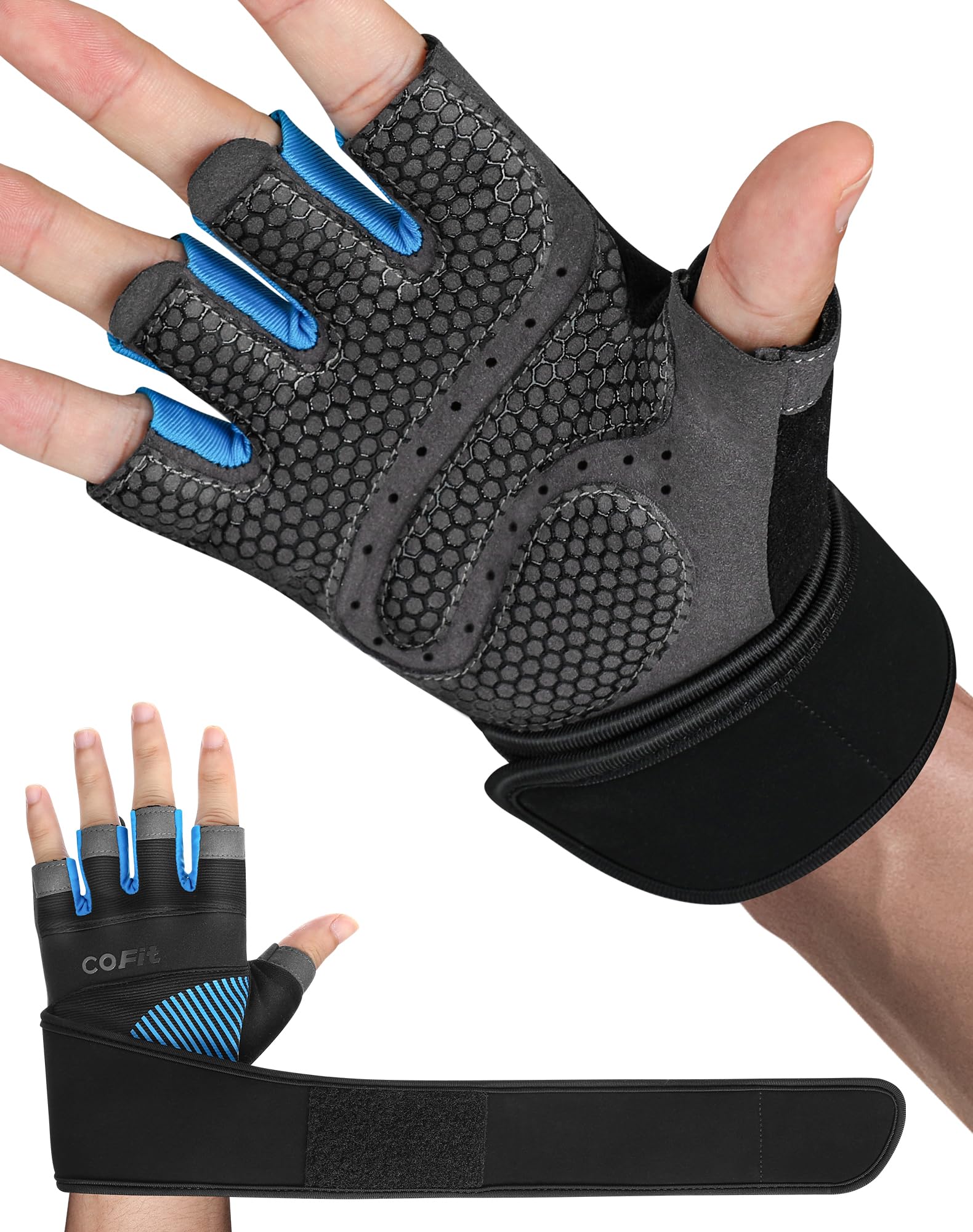 COFIT Guanti da Palestra Traspiranti, Antiscivolo Guanti da Fitness con Supporto per il Polso Uomo e Donna per Sollevamento Pesi, Esercizio Fisico, Allenamento, Gym, Bodybuilding