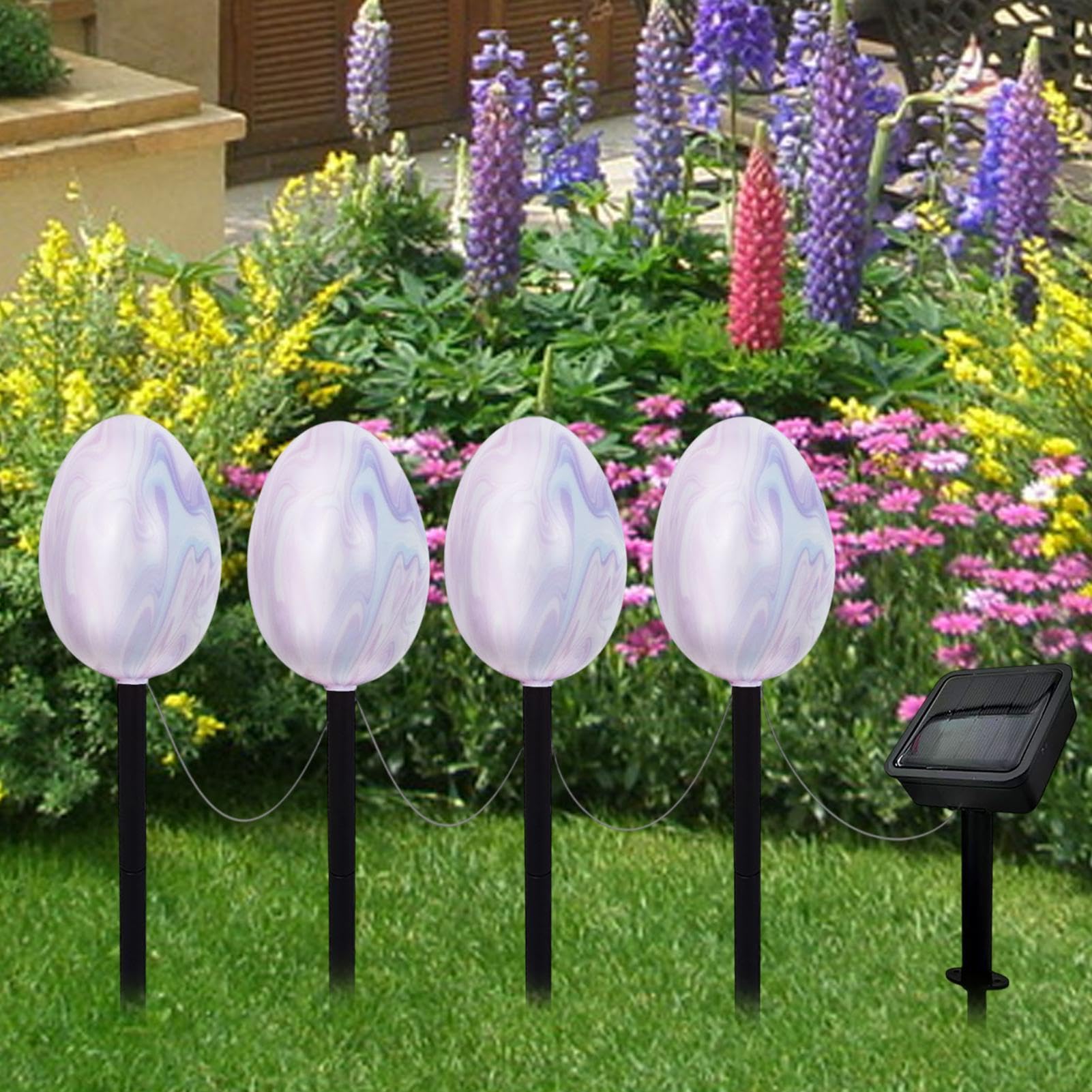 Wielkanocne światła jajeczne, światła wielkanocne Easter Egg Solar Lights | Wodoodporna lampa ścieżka, dekoracje świąteczne, dekoracyjna sztuka na dziedzińcu ogrodowym