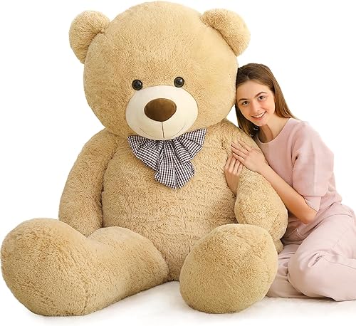 Miniatura 112 de MaoGoLan Oso de peluche color rosado gigante de 55 pulgadas, animales rellenos grandes y de tamaño real para novia Rosa,Azul,Marrón,Crema,Marrón