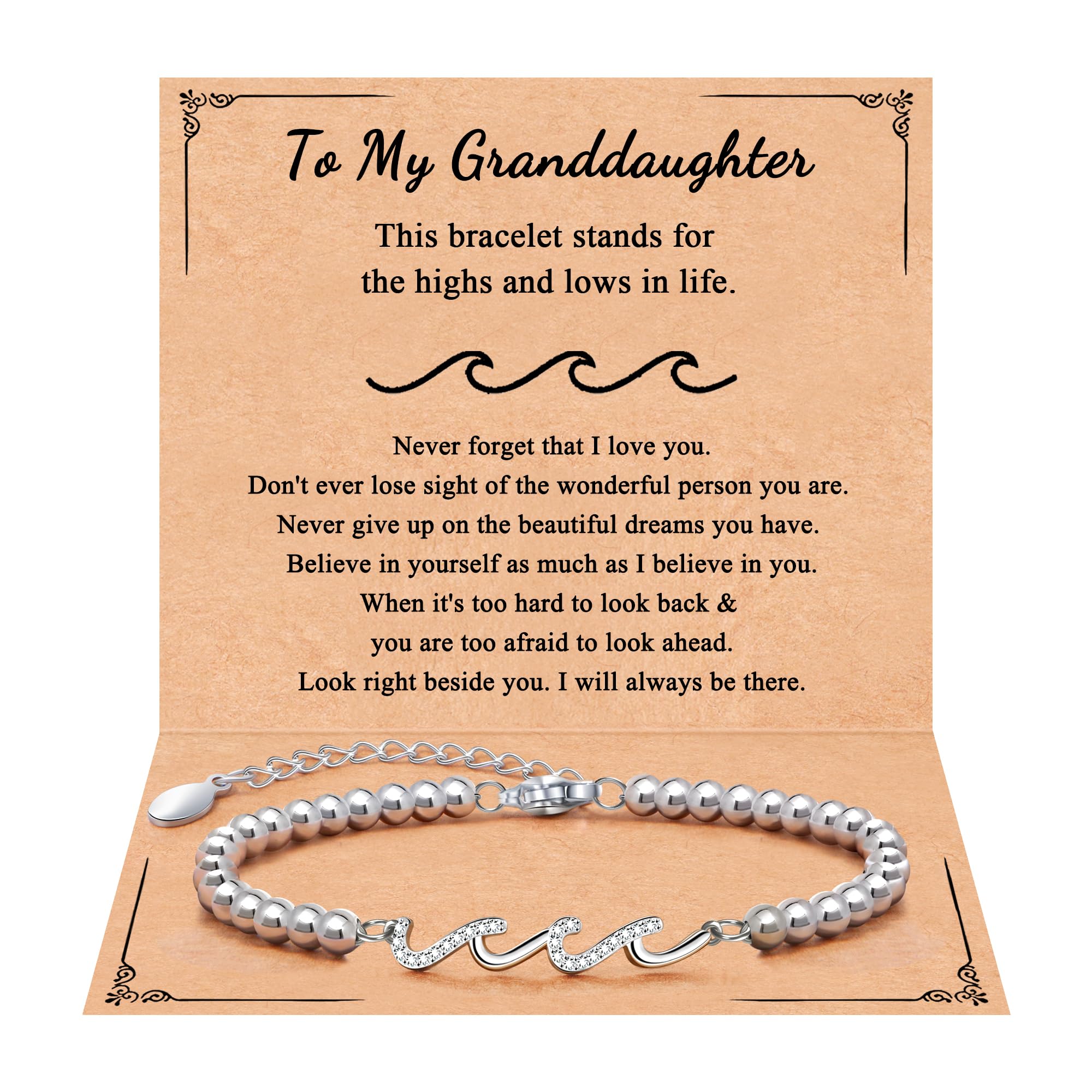 QWNHONEY Waves of Life Bracelet Inspirational Birthday Gifts for Bestie Sister 16th 18th 21st 30th 40th 50th 60th Birthday Gifts for Women