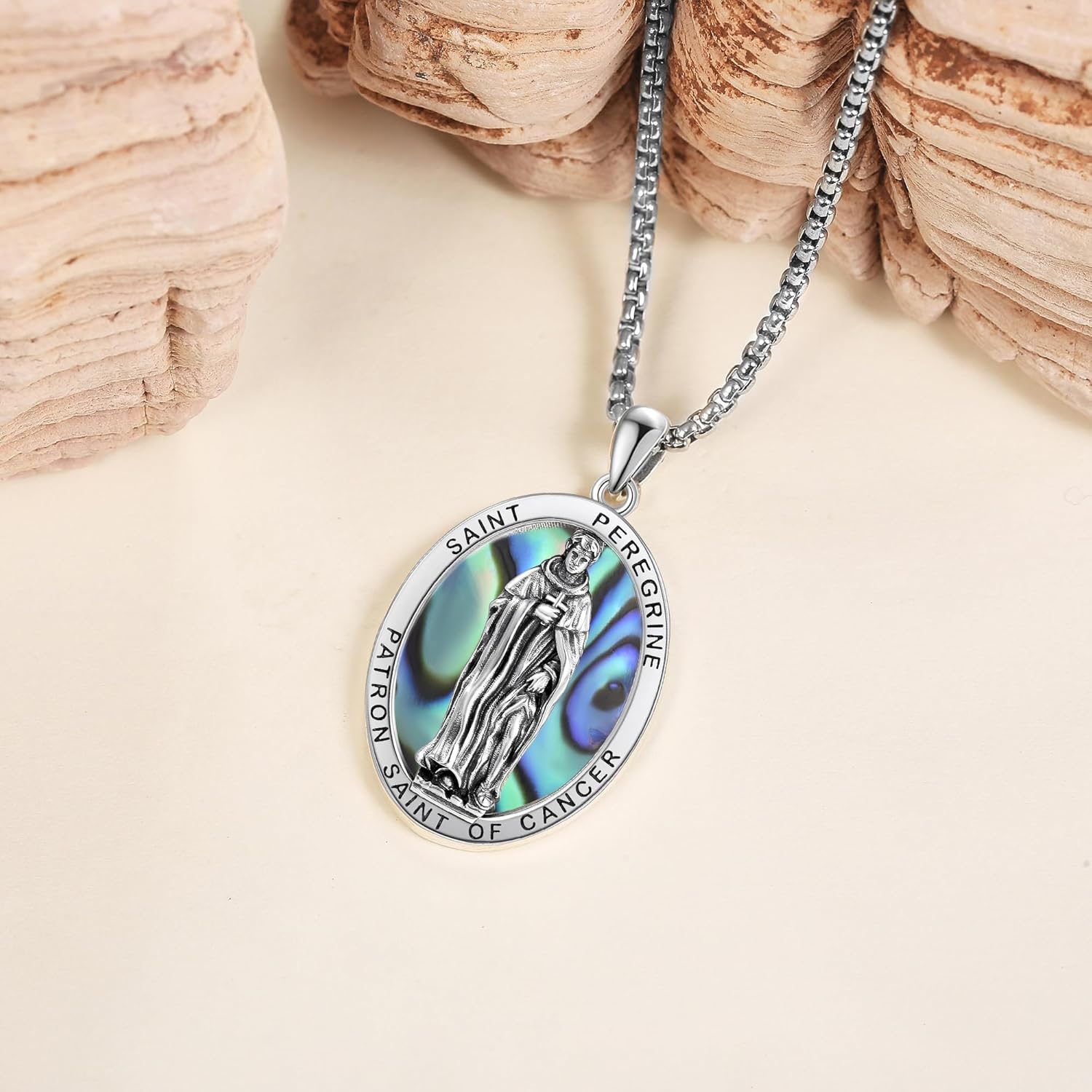 YAFEINI Sterling Silver Santa Muerte/St Peregrine/Hecate/Goddess/Virgin Mary/St Christopher/St Michael/St Jude Necklace Religious Mother's Day Jewelry for Women Mom Men Unisex