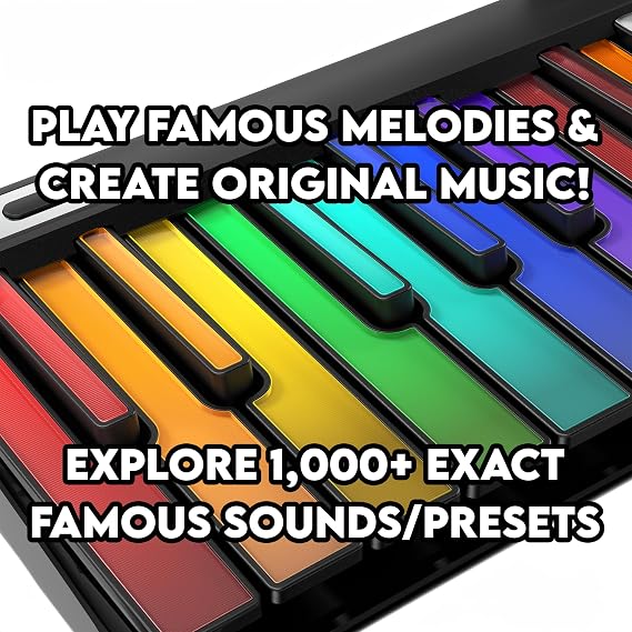 Kartier Piano MIDI Keyboard, Includes 1,000+ Famous Sounds/Presets, LED Light-Up Keys, Bluetooth & Wired Connection, IOS/Android & Desktop App Included
