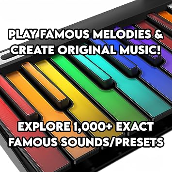 Kartier Piano MIDI Keyboard, Includes 1,000+ Famous Sounds/Presets, LED Light-Up Keys, Bluetooth & Wired Connection, IOS/Android & Desktop App Included