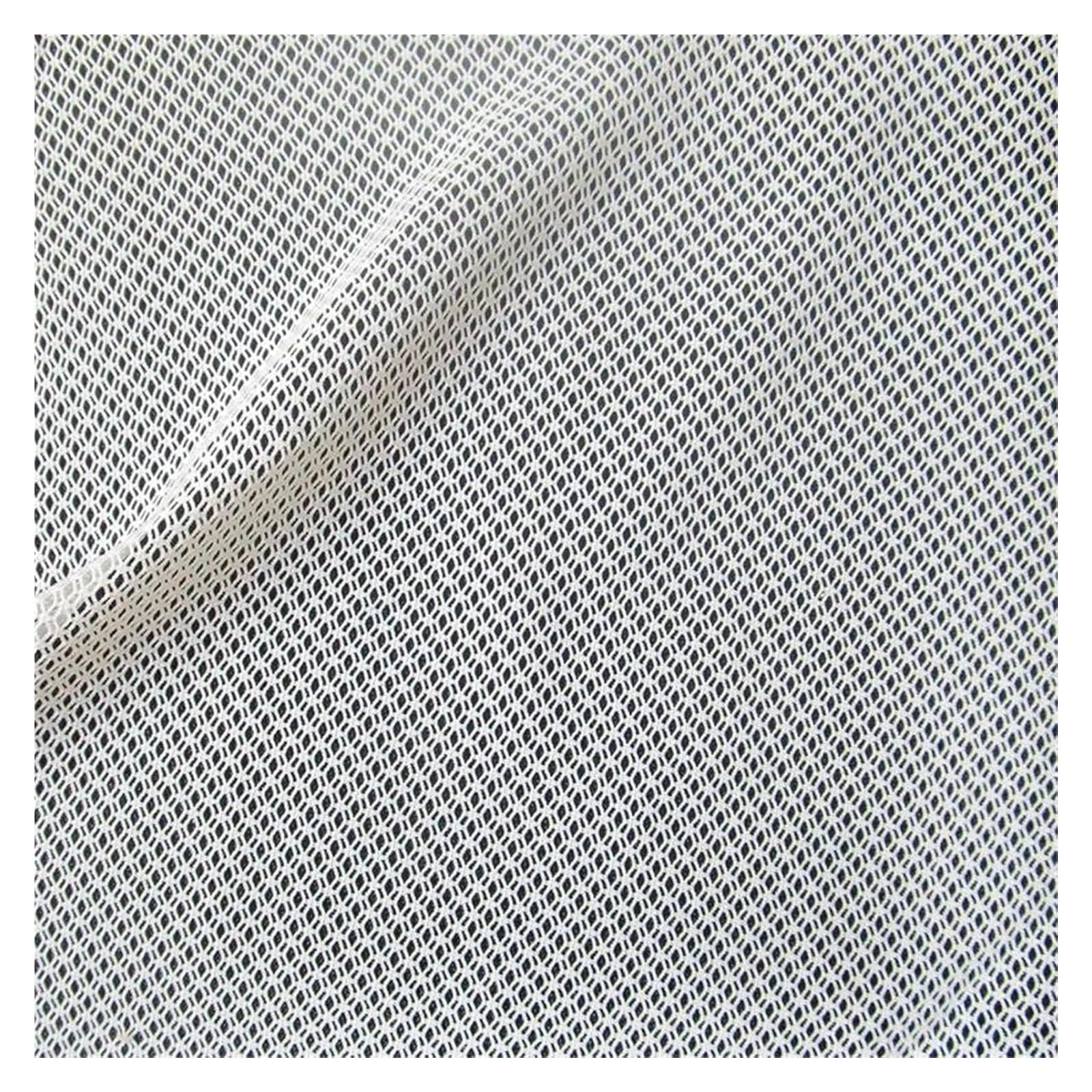Szycie tkanin siatkowych, Tkanina siateczkowa z poliestru, rozciągliwa w 4 kierunkach, przezroczysta siateczka, kremowo-czarna, 90 cm x 140(Cream)