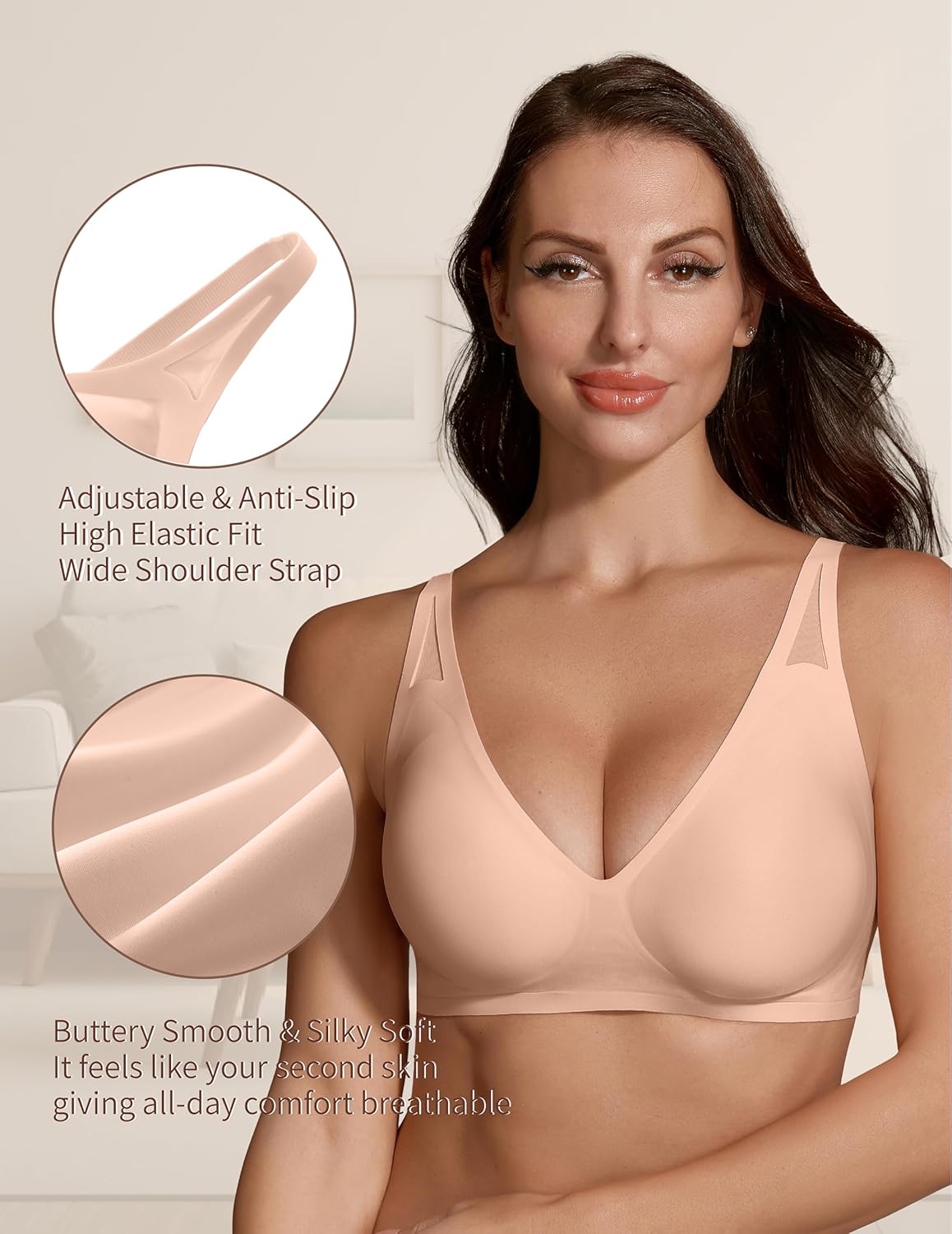 Maywind Jelly Bras for Women Push Up Wireless Deep V Seamless T-Shirt Bra, Jelly Wireless Push Up Bra Comfortable Supportive - Image 2