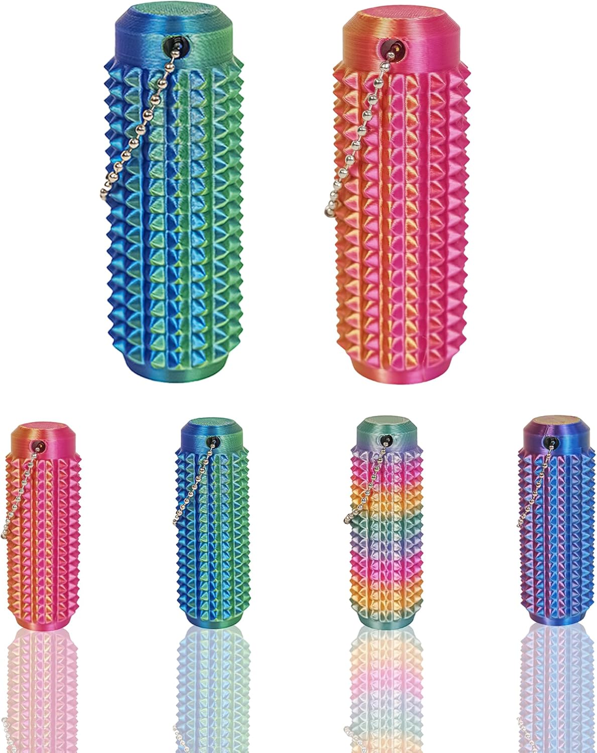 Little Ouchies Fidget Toys，3D Printed Spiky Grippie Stim Keychain Fidget Toy for Stress Relief & Focus,Blue+Pink